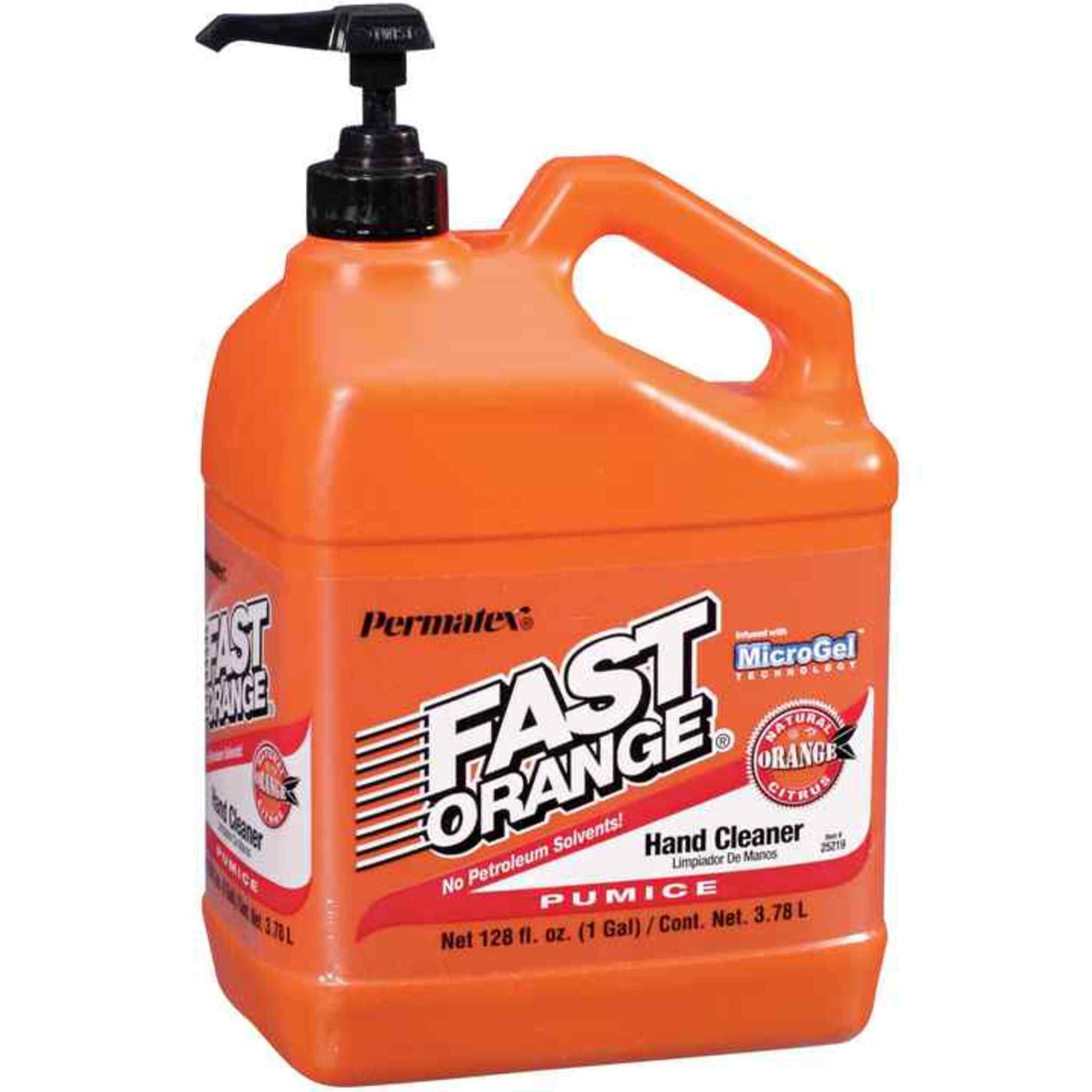 Fast Orange Fine Pumice Hand Cleaner - 1 Gallon Pump | Citrus-Powered, Waterless Formula for Tough Grime Removal with Skin-Soothing Aloe and Lanolin