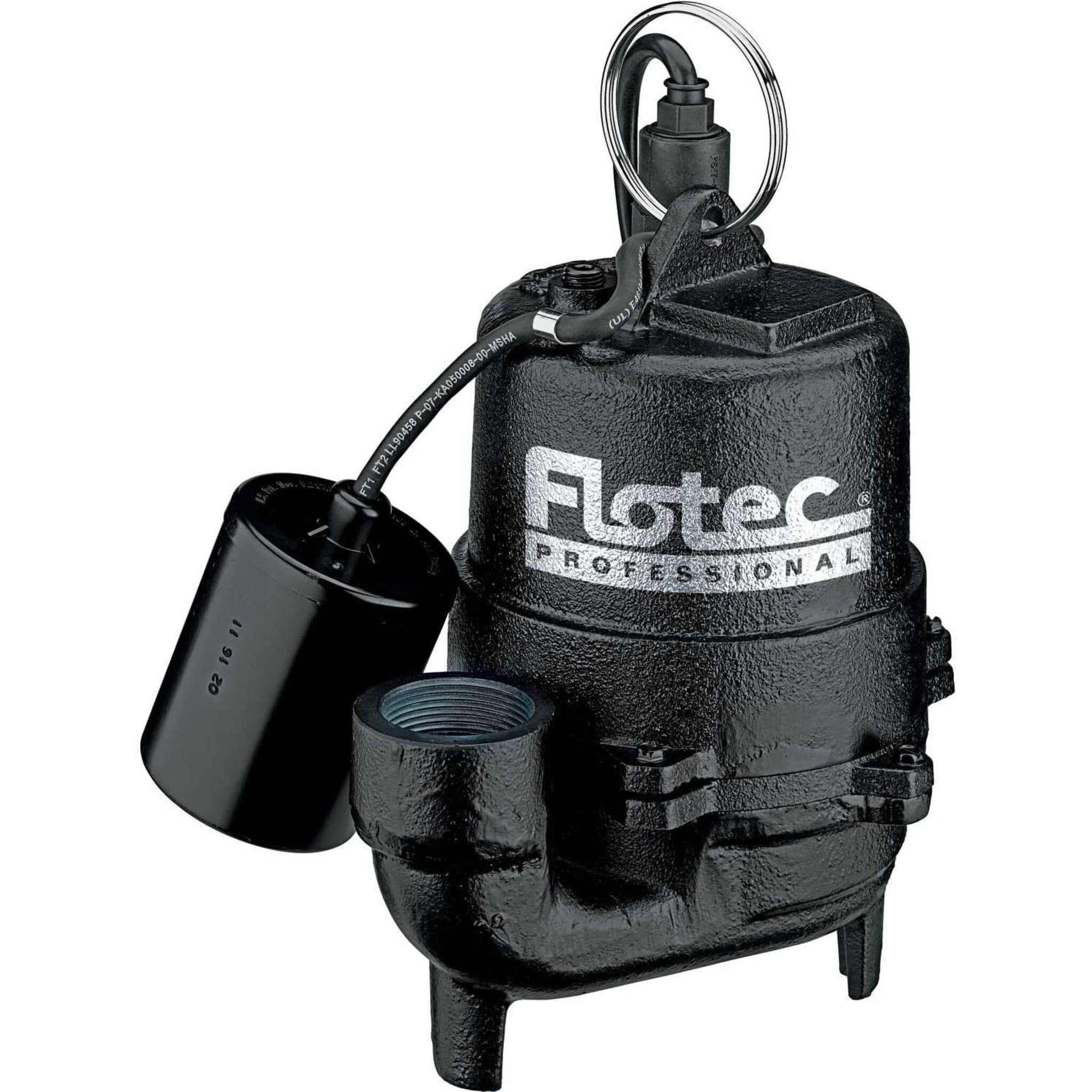 Flotec E3375TLT Cast Iron Sump/Effluent Pump Professional Series | 1/3 HP, 115V | Tethered Float Switch | Handles 3/4" Solids | 58 GPM, 22' Head