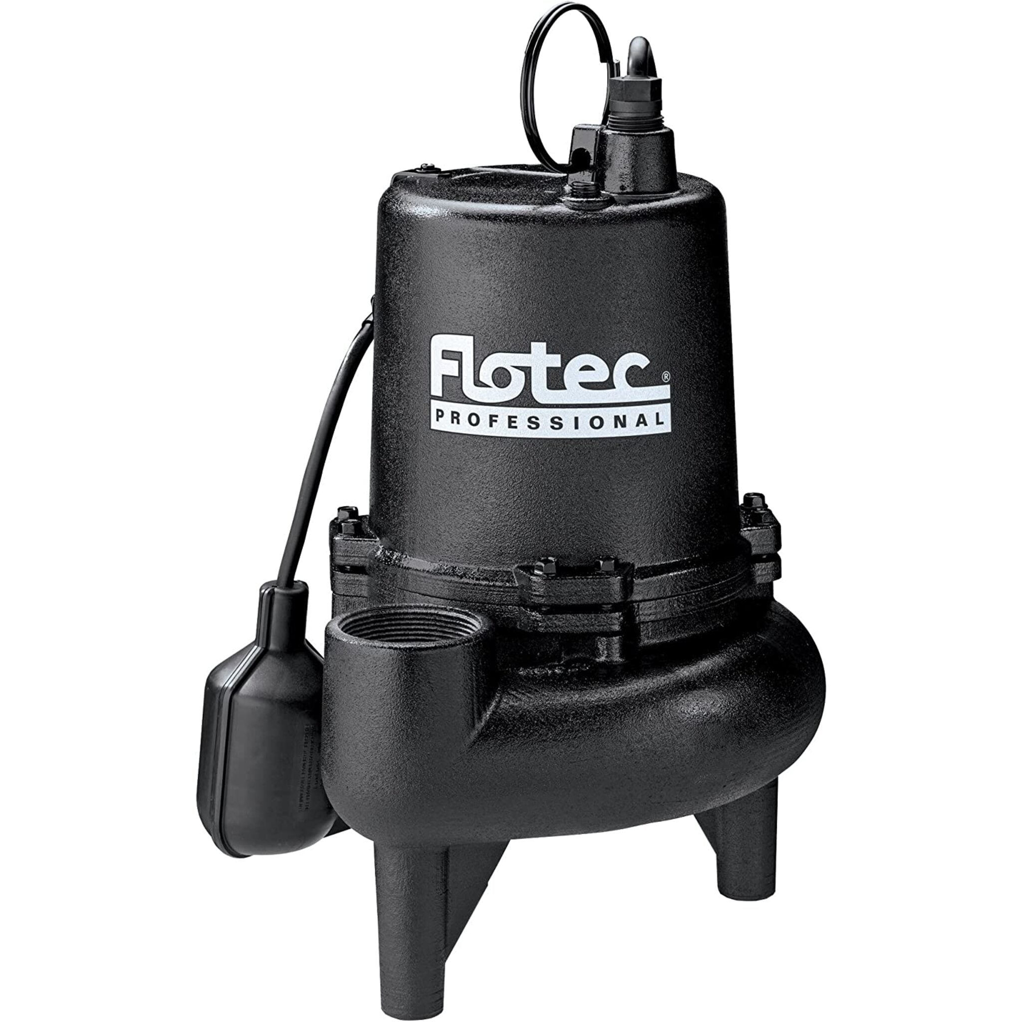 Flotec E75STVT Cast Iron Sewage Pump Professional Series | 3/4 HP | 170 GPM | 120V | Piggyback Float Switch, Passes 2" Solids, Energy-Efficien