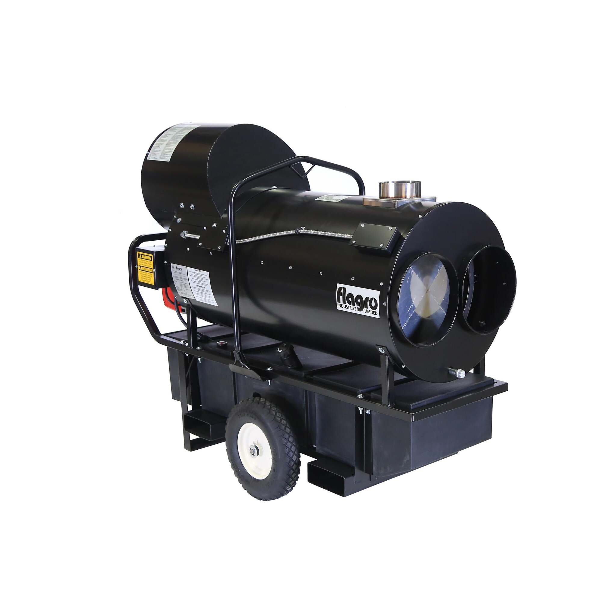 Flagro FVO-400RC Oil Indirect Fired Heater with Recirculating Hood, 390,000 BTU, Advanced Riello Burner, 42-Gallon Fuel Tank, and Fork Pockets