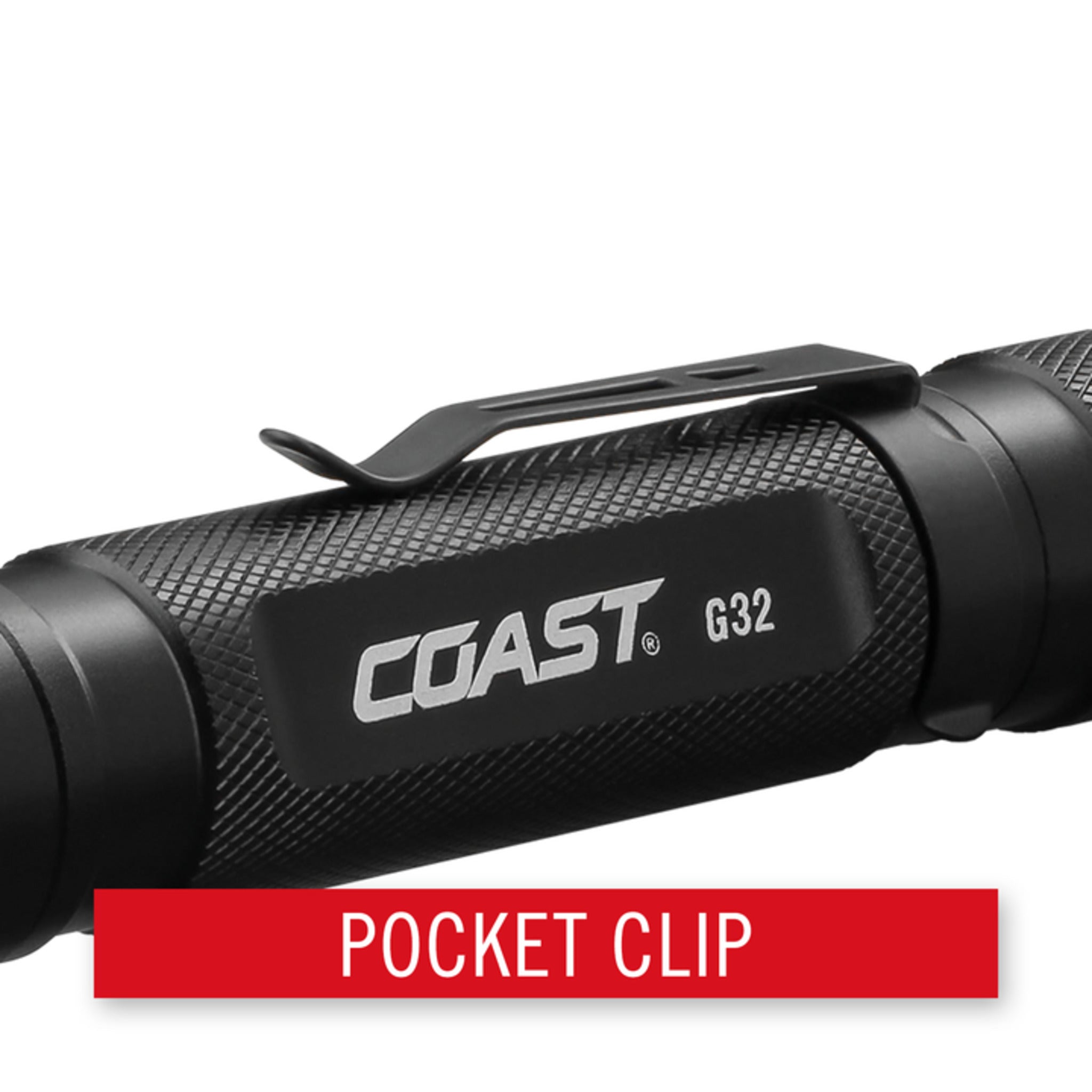 Coast® G32 Pure Beam Focusing Flashlight - 355 Lumens, 132M Beam, IP54 Weatherproof, Twist Focus, 19-Hour Runtime, Durable Aluminum Body