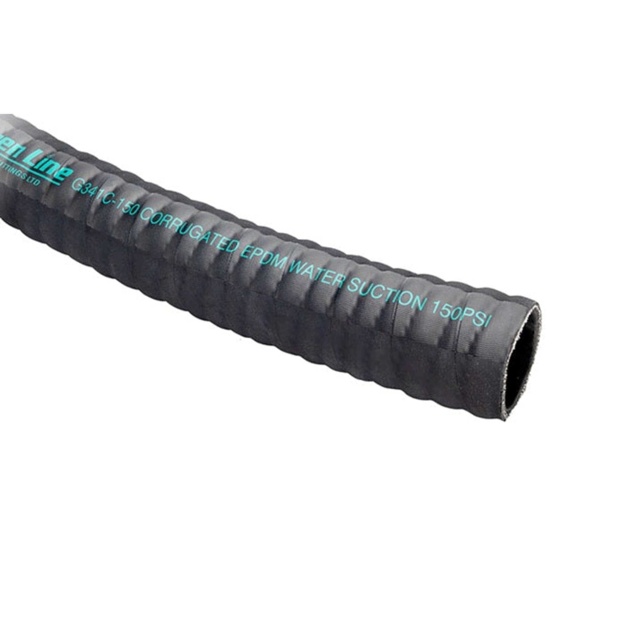 Corrugated EPDM Suction Hose (Hose Only - No Ends) - Flexible, Durable, UV Resistant, Industrial Grade, Full Vacuum Rating, 20-Foot Length