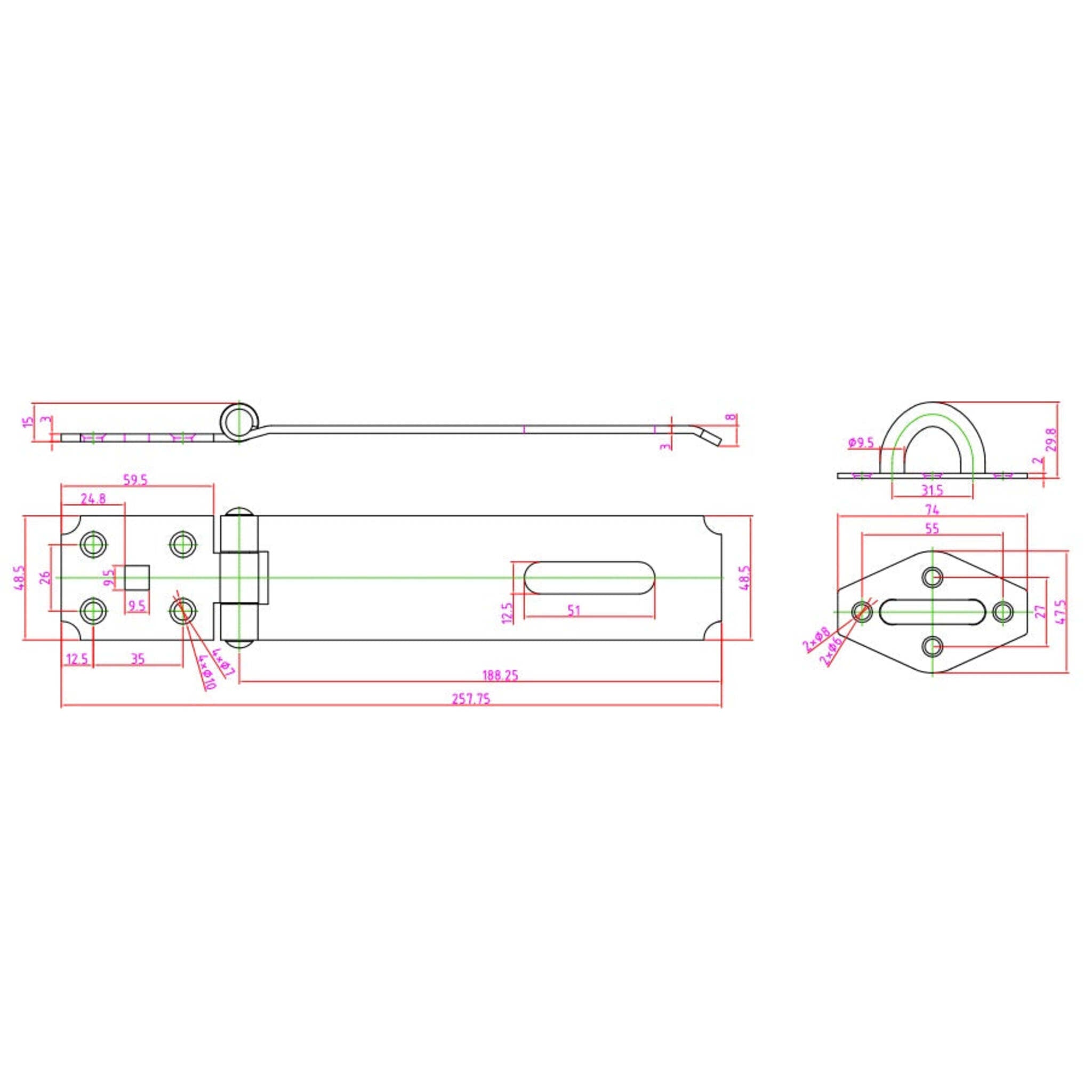 Heavy Duty Straight Zinc Plated Steel Security Hasp