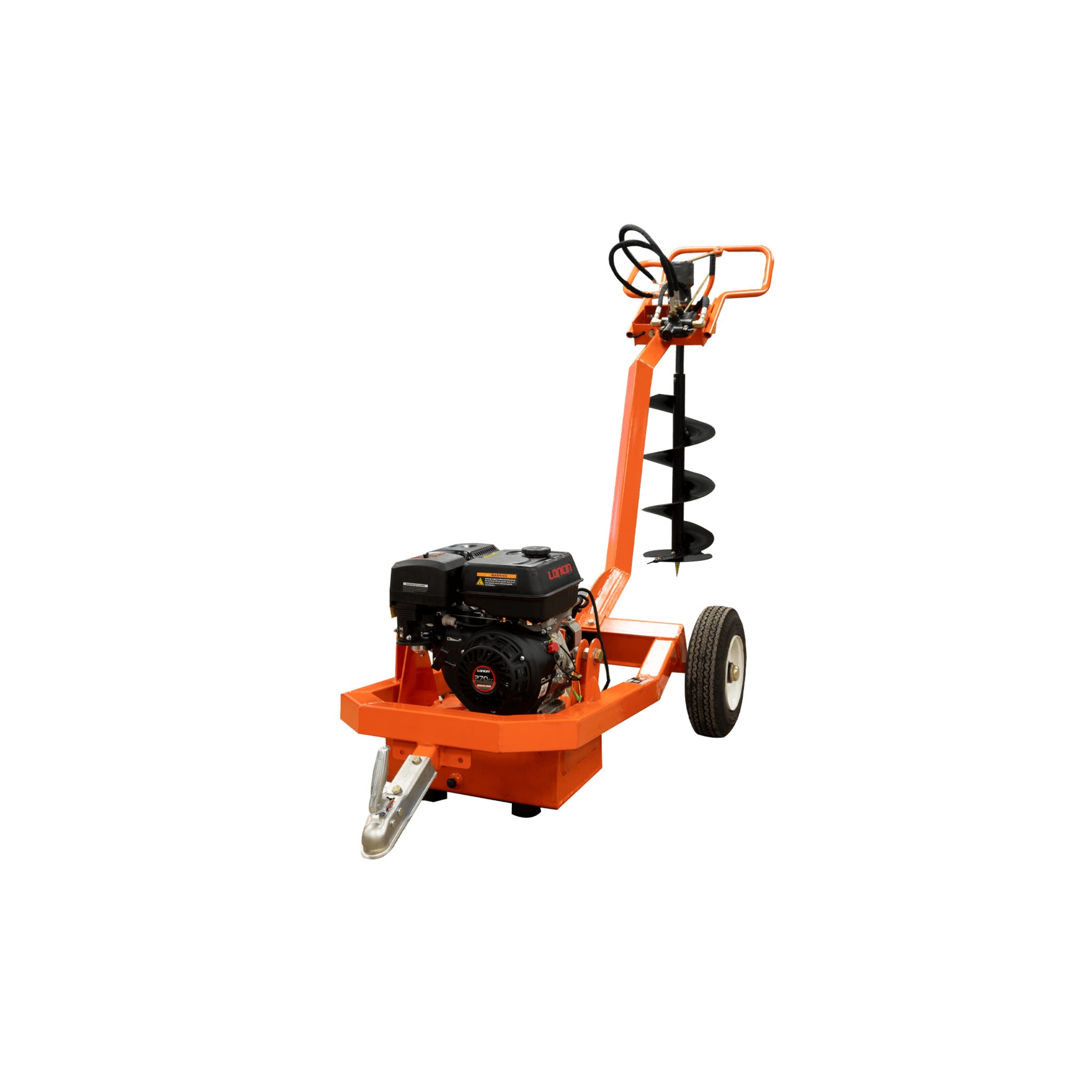 REX 9 HP Hydraulic Post Hole Digger with Variable Tilt, 5 Auger Bits (5"-12"), 3600 in-lbs Torque, 84" Max Depth, 9HP Loncin Engine, EPA Certified