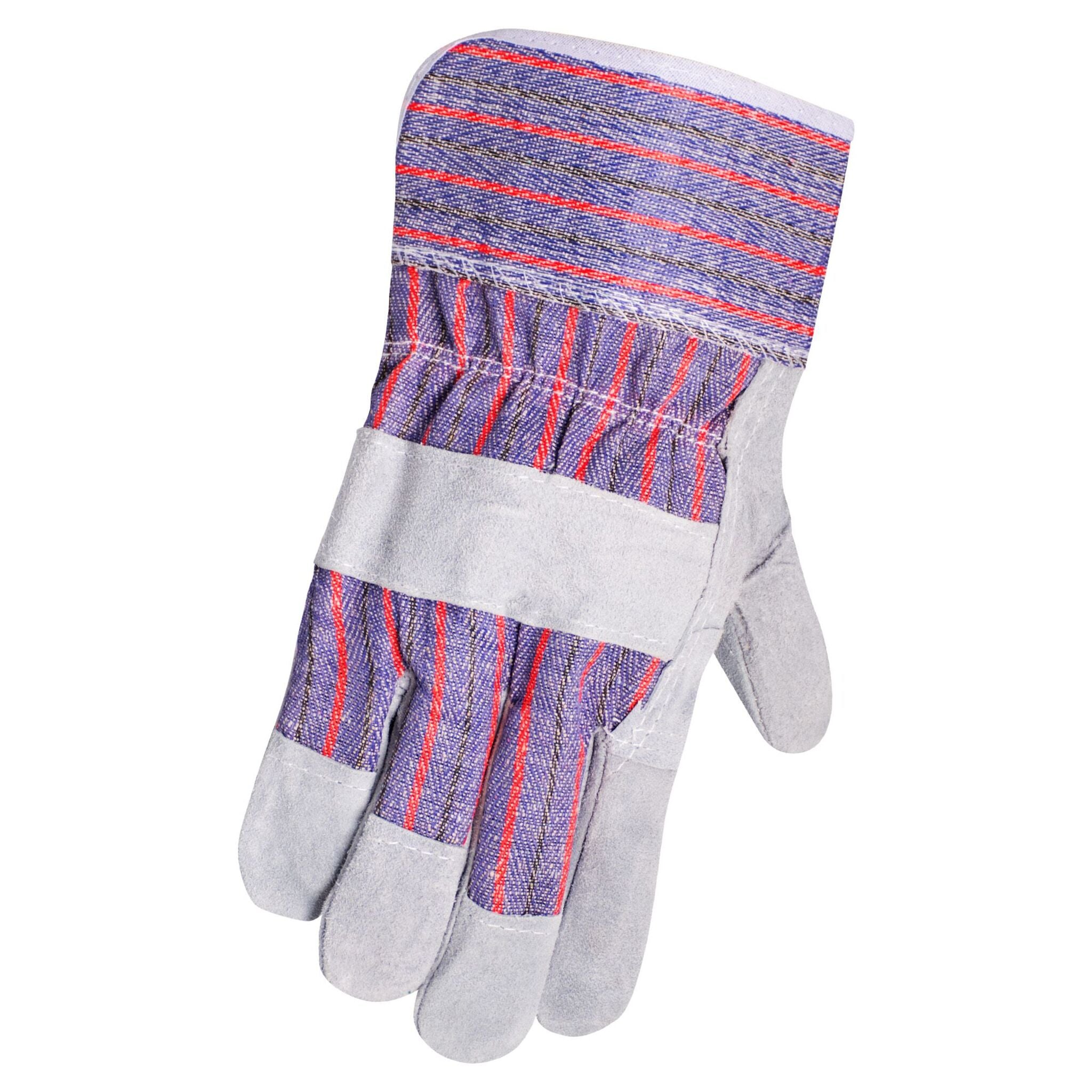 Horizon Cotton Back Economy Cowsplit Palm Leather Gloves – Durable, Abrasion Resistant, Lined Palm, Elastic Fit, Pasted Cuffs, Ideal for Construction