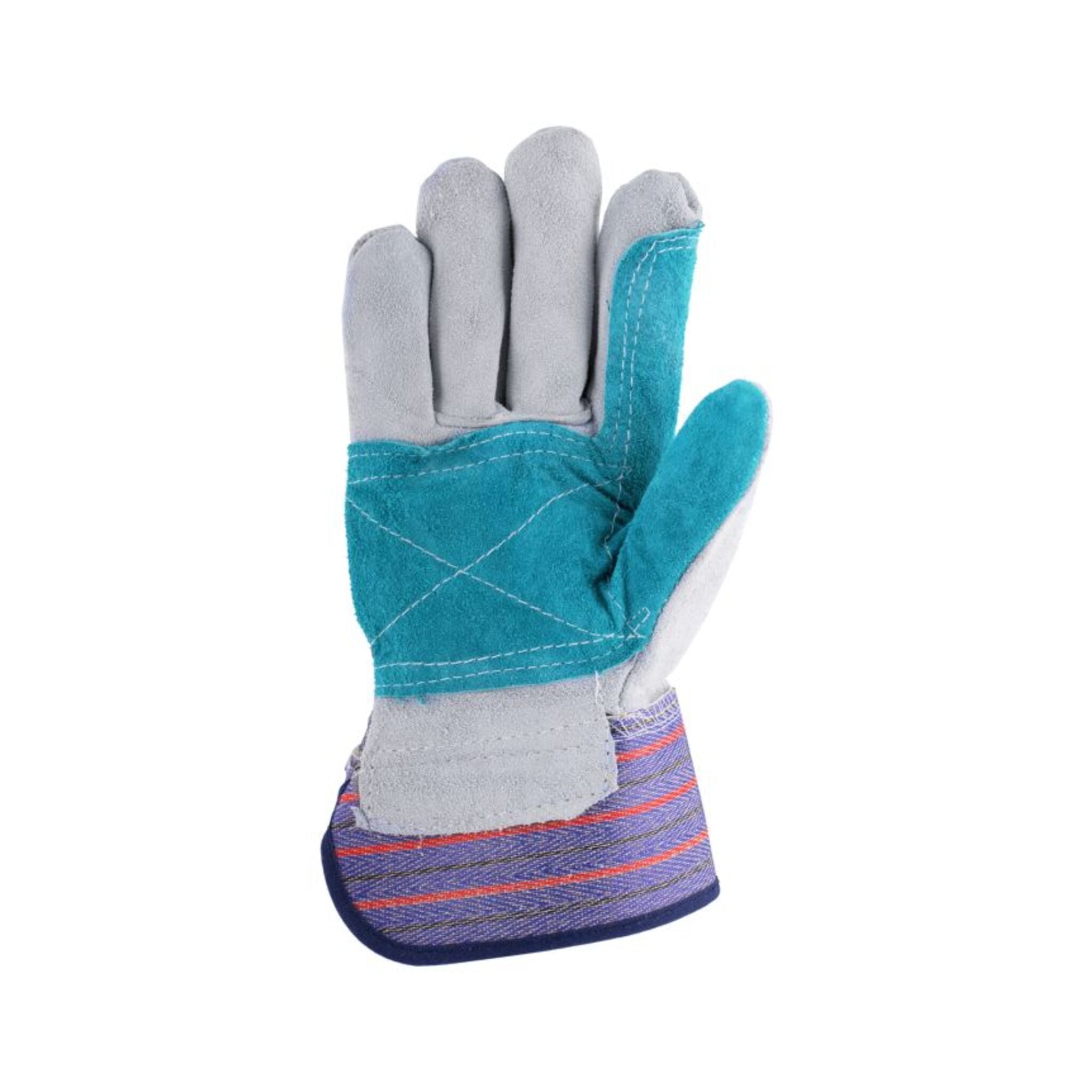 Horizon Cowsplit Double Palm & Index Work Gloves – Extra Durability, Puncture Protection, Rubberized Cuff, Comfortable Lining, Ideal for Construction