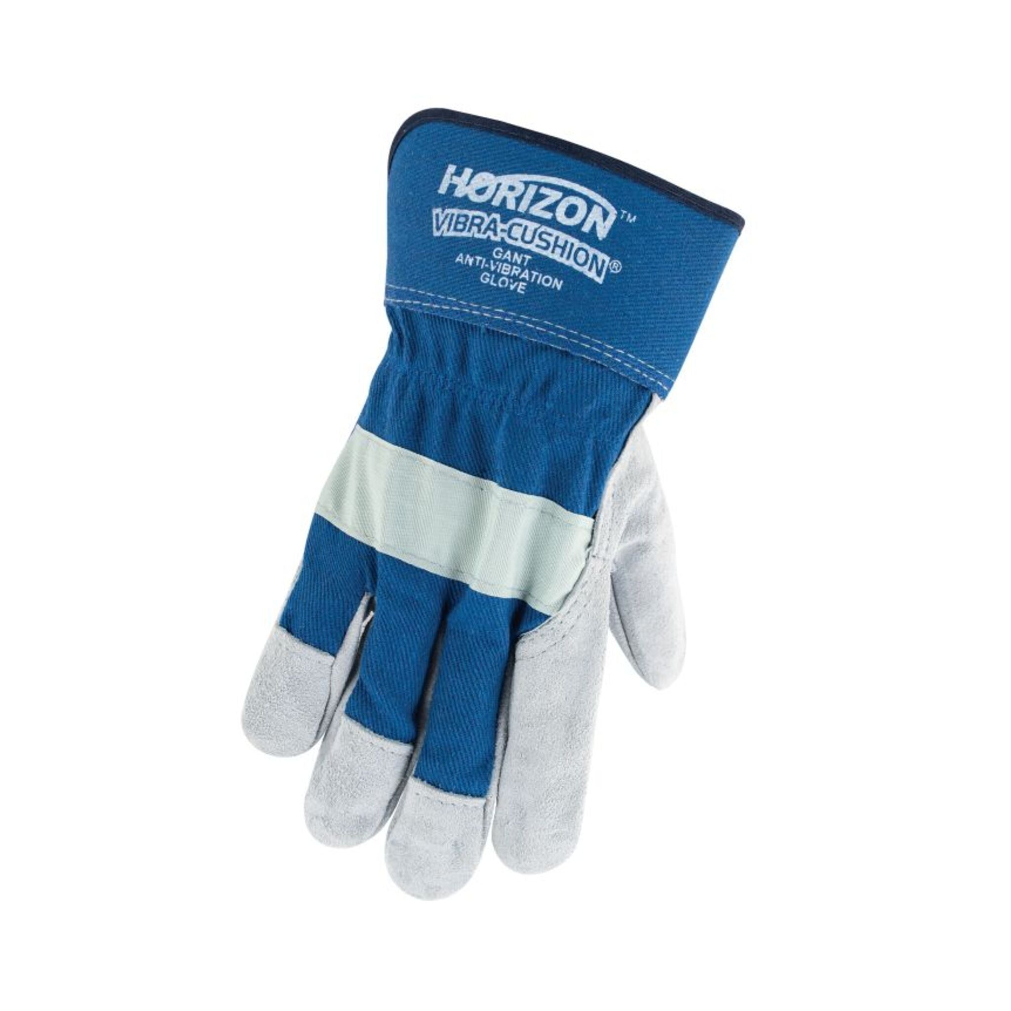 Horizon Vibra-Cushion Anti-Vibration Cowsplit Leather Work Gloves – Durable, Rubberized Cuffs, Lined Palms for Comfort – Ideal for High-Vibration Tools