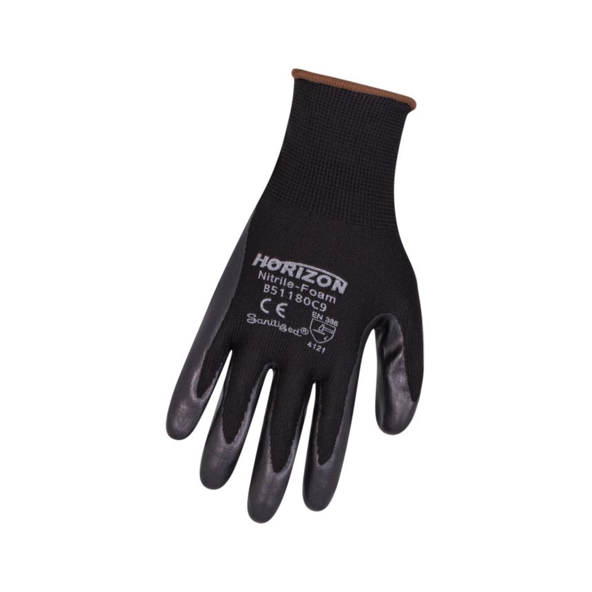 Horizon Nitrile Foam Dipped Polyester Gloves – Breathable, Abrasion-Resistant, Knit Cuff, Anti-Bacterial, EN 388 Certified, Ideal for Construction