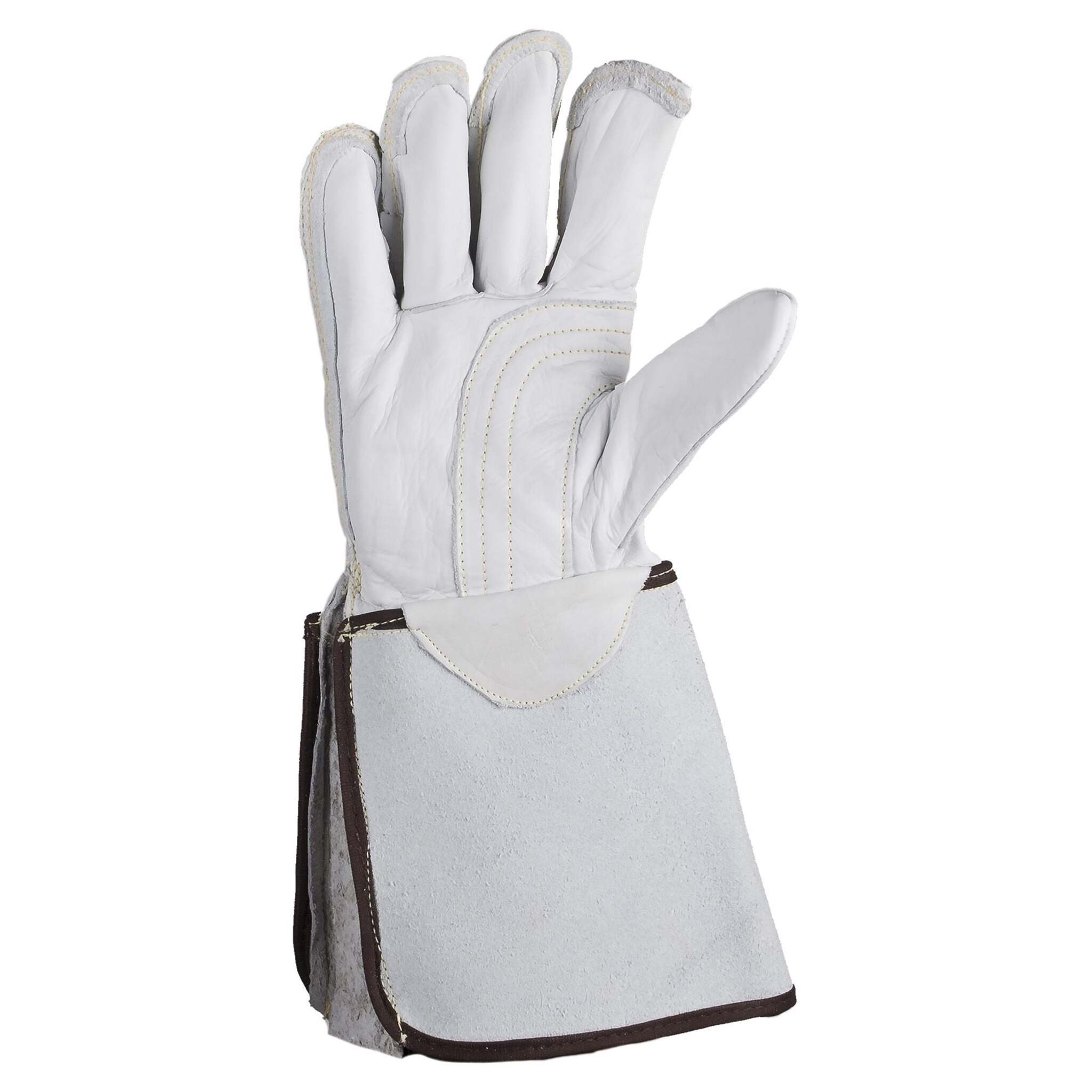 Horizon Linesman Leather Gloves – Hi-Vis 6" Cuff, Reflective Stripes, Durable Cowhide, Double Stitched Fingers, Heat-Resistant, Ideal for Construction