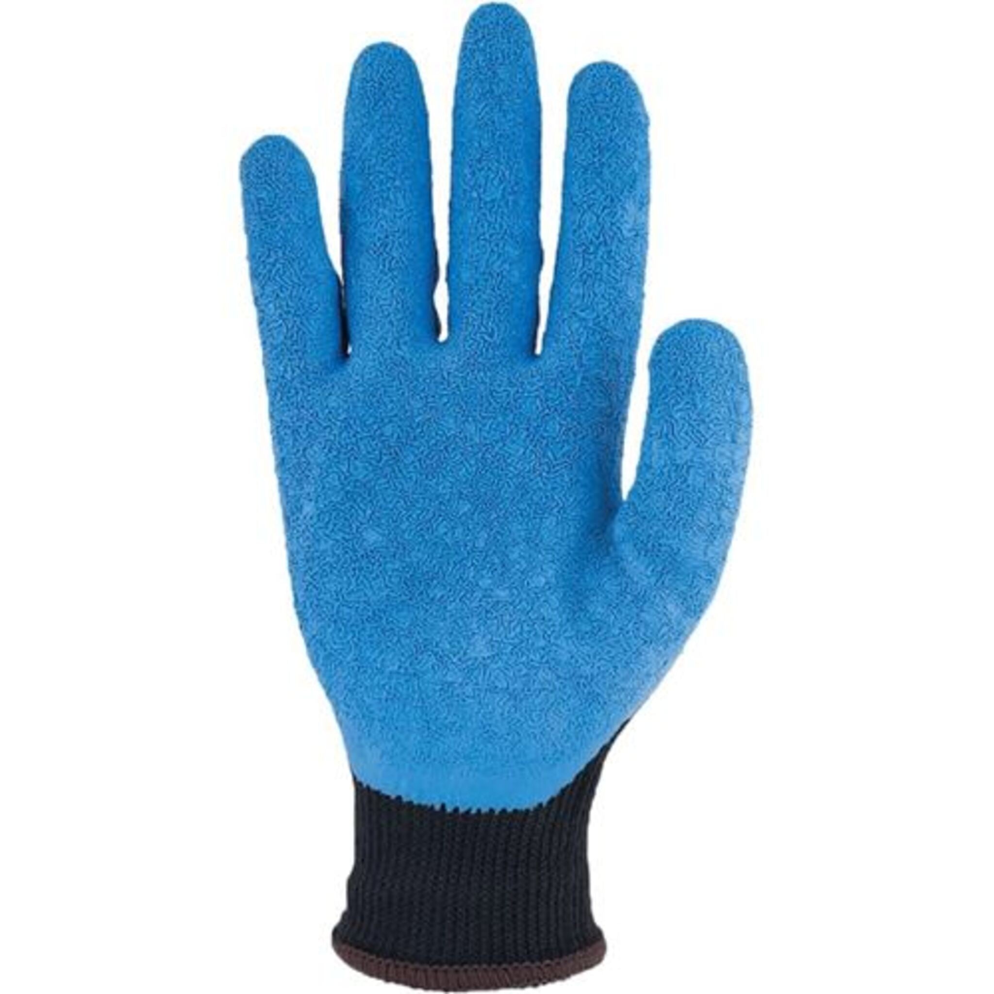 Horizon Blue Latex Crinkle Palm Work Gloves - Poly/Cotton Shell, Superior Grip, Durable 10-Gauge Knit, Textured Latex, Debris-Free Cuff, EN388 Certified