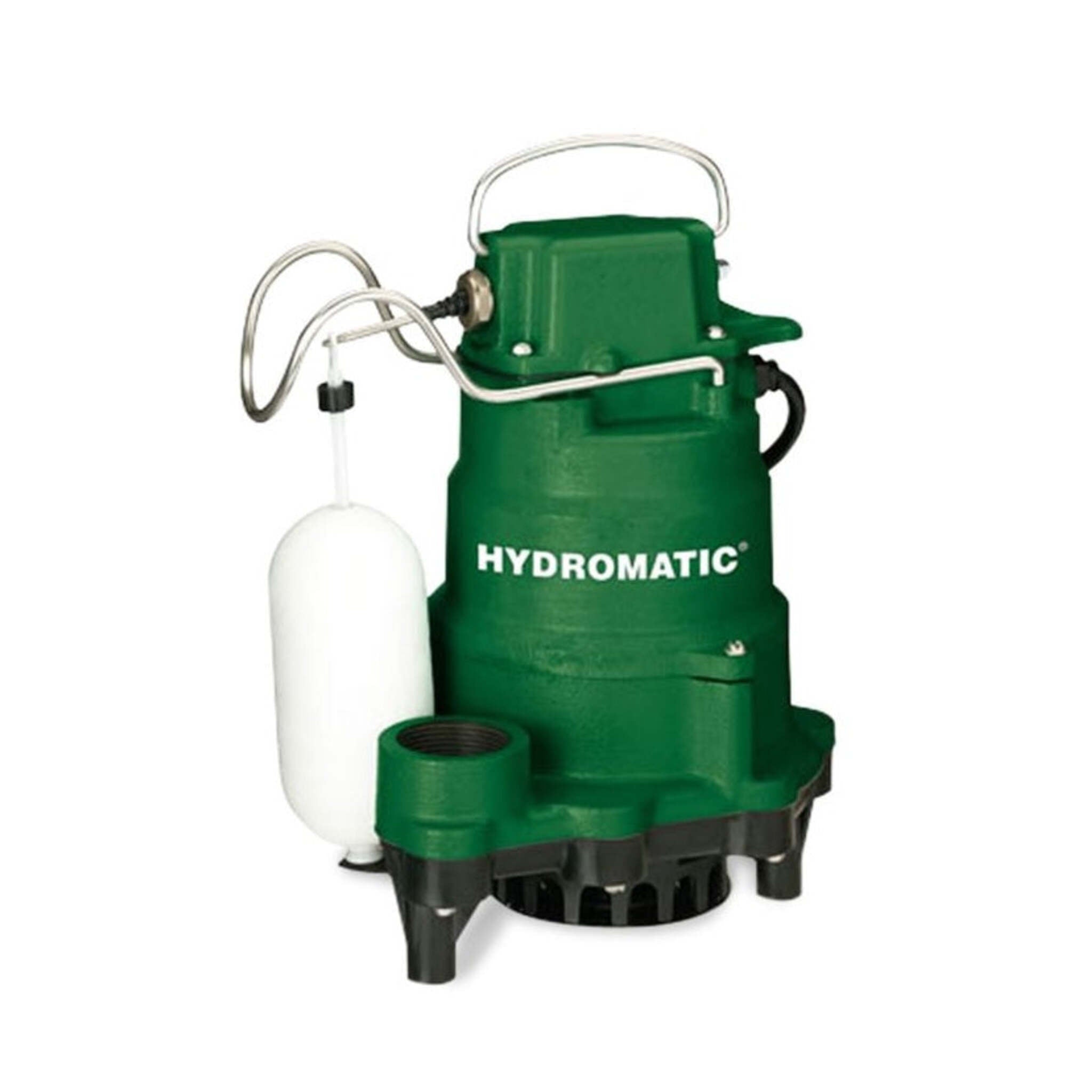 Hydromatic HP33 1/3 HP Cast Iron Sump Pump with Vortex Impeller for Small Diameter Pits | 48 GPM | 10" Minimum Sump Diameter | Thermal Protection