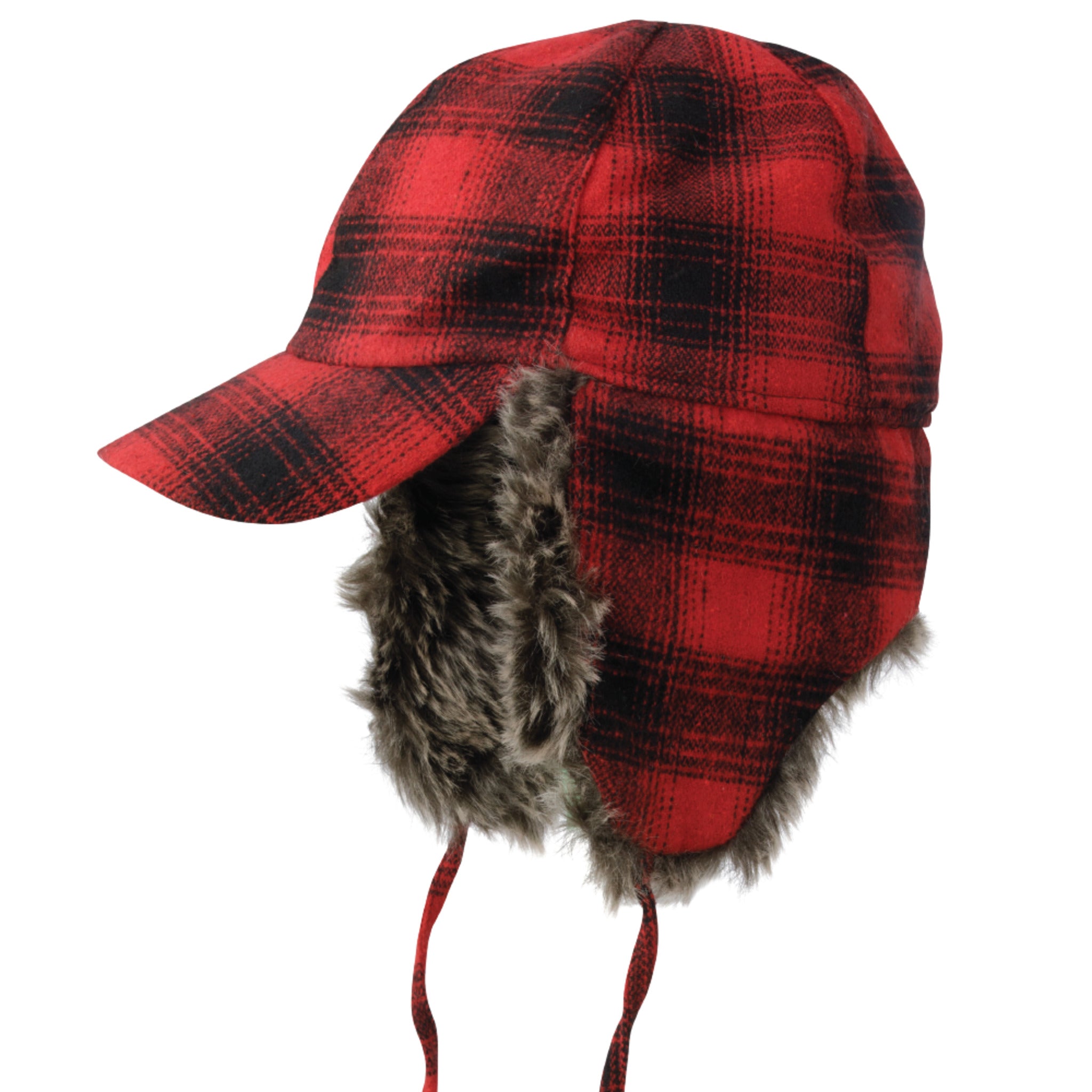 Tough Duck Fudd Hat - Poly/Wool Blend, Faux Fur Trim, Plaid Design, Superior Warmth, Classic Style, Durable Winter Protection, Unisex Comfort, Outdoor Adventure Ready | Sizes M-XL