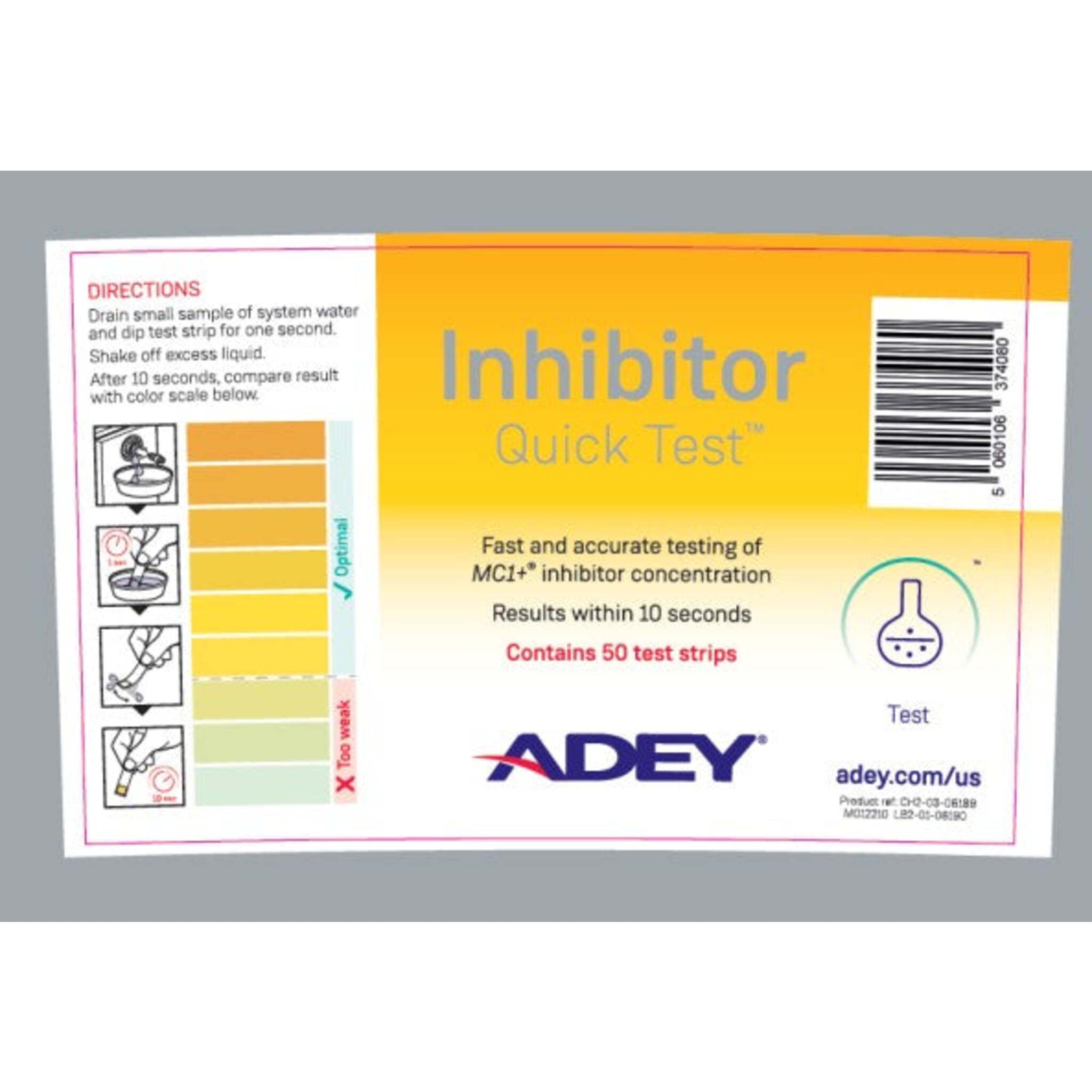 Adey Inhibitor Test Strips - Quick & Precise Inhibitor Measurement for Hydronic Heating System - Ensure Optimal Protection & Performance | 50/Canister