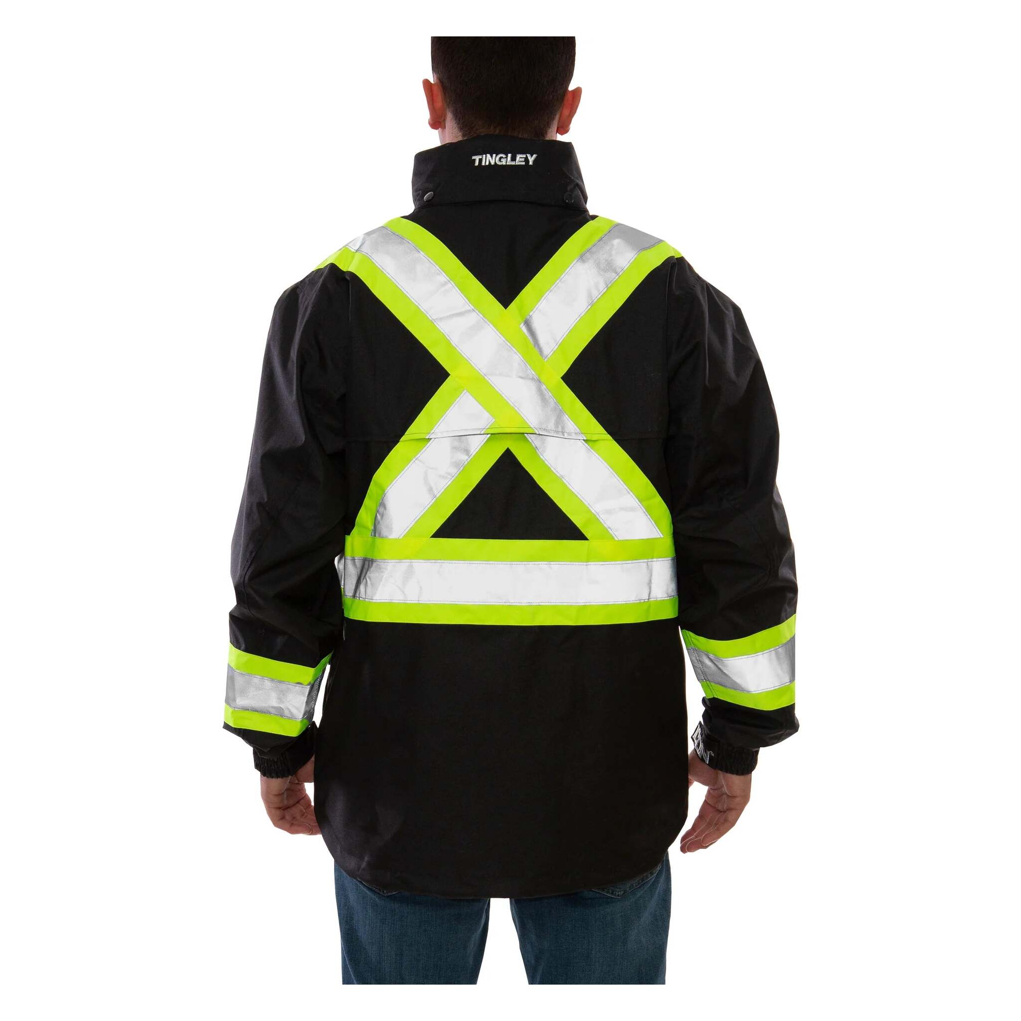 Tingley Icon™ X-Back Hi-Vis Jacket - CSA Z96 Class 1 Level 2, Waterproof, Breathable, All-Season, Reflective, Detachable Hood, SYNC System® Compatible