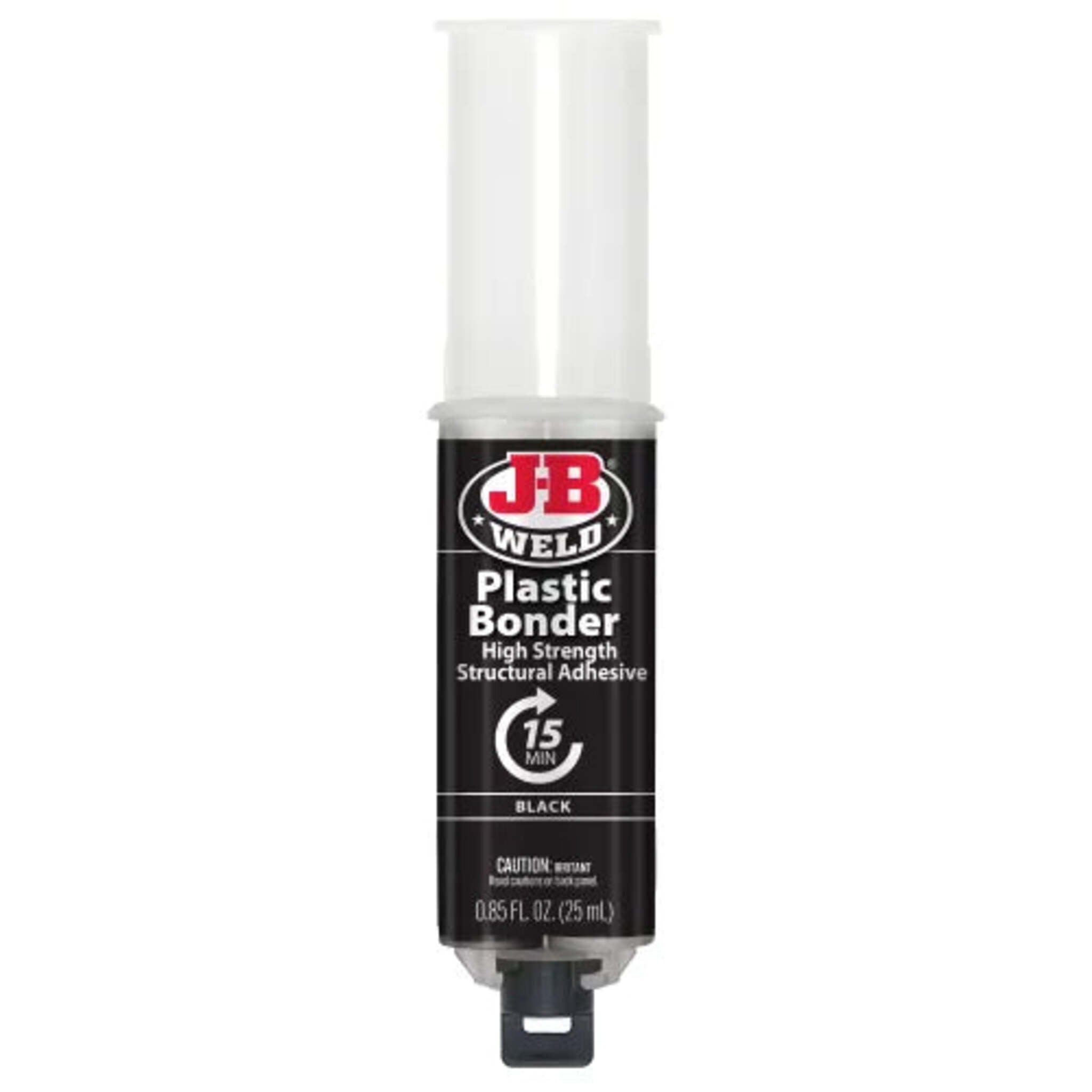 JB Weld Plastic Bonder - Black: Quick-Setting, High-Strength Adhesive, 3770 PSI, 15 Min Set, Bonds Plastic, Composites, Metal, Concrete, Thermoplastic