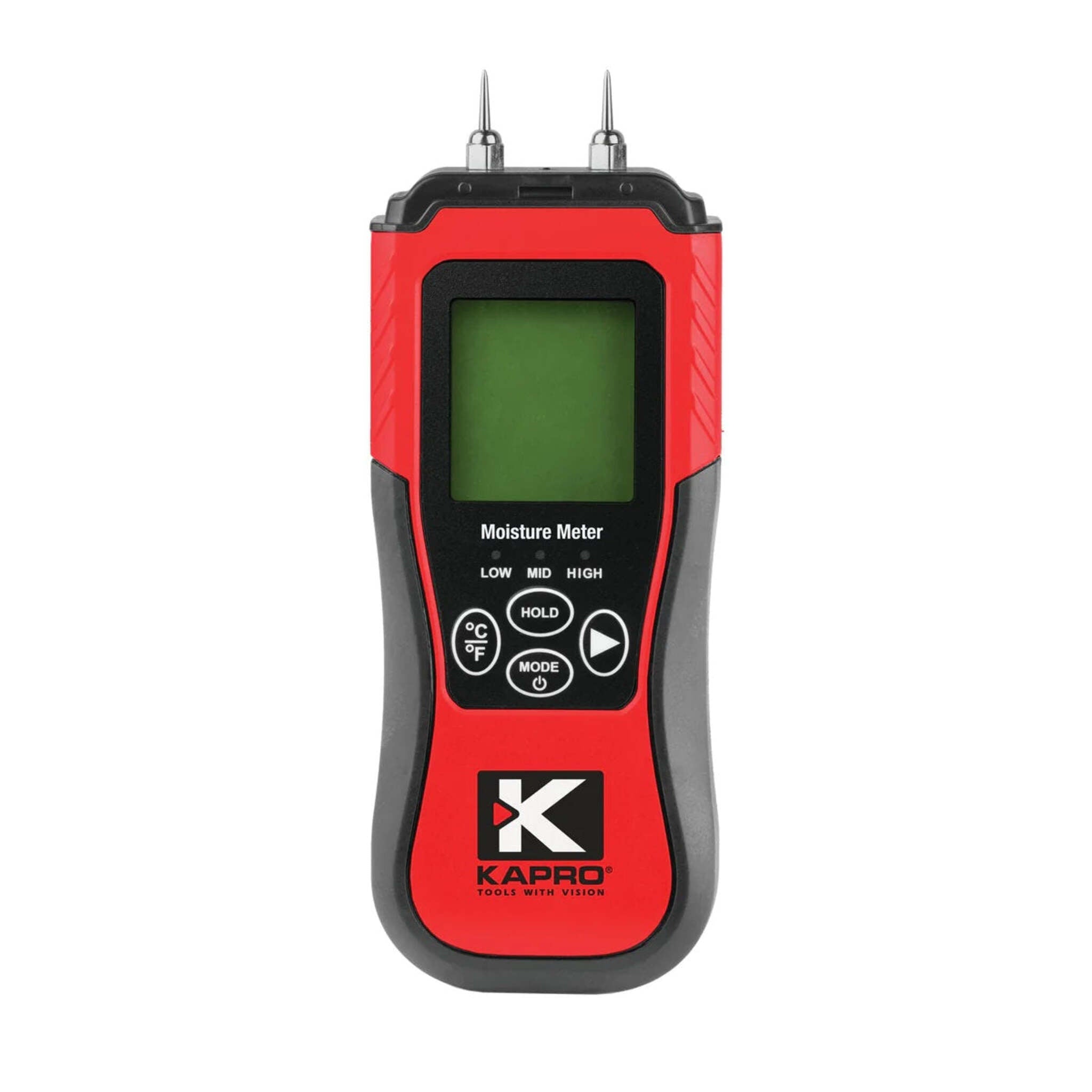 Kapro 379 Moisture Meter with Temperature Detection - 8 Calibration Scales, Backlit LCD, Auto Power-Off, Dual Measurement for Wood & Building Material