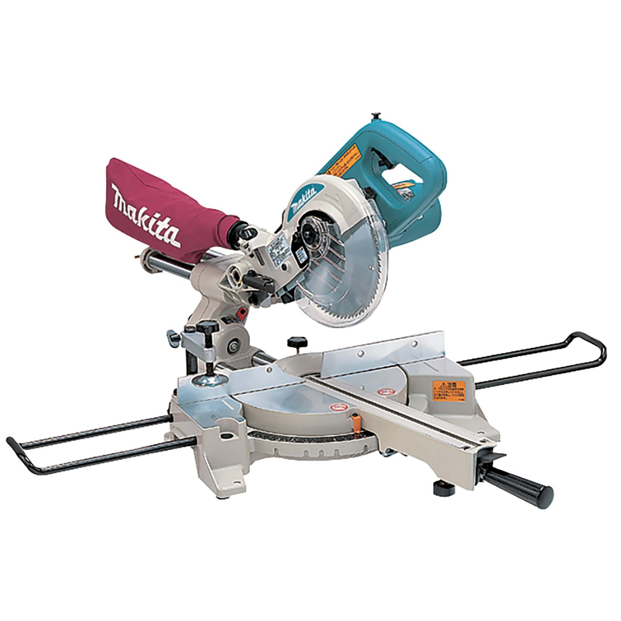 Makita 7-1/2" Dual Sliding Compound Mitre Saw, Precision Cutting, Electric Brake, 4-Bearing Rail, 47° Left & 57° Right Mitre, Bevel & Compound Cuts