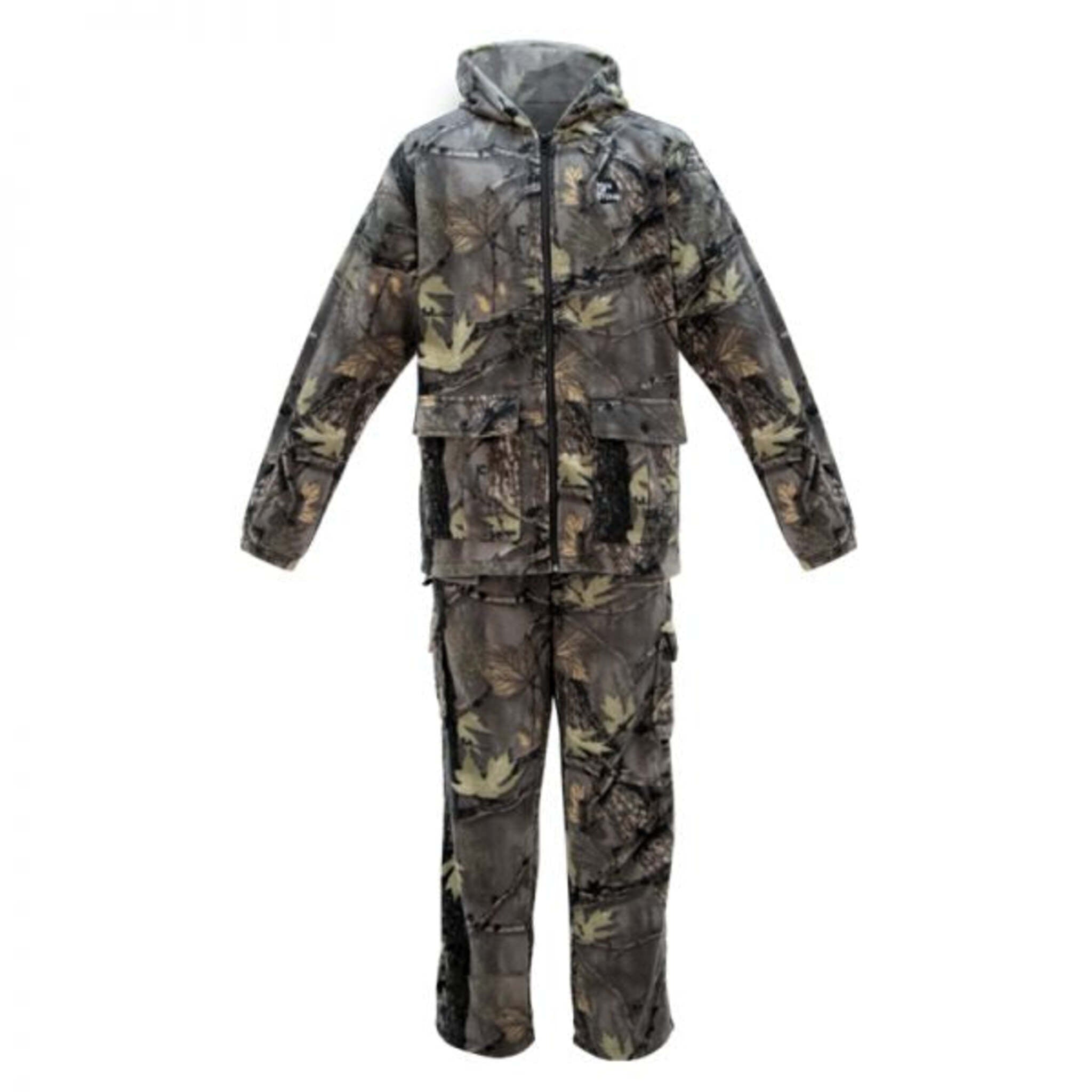 Green Trail Men’s Boreal Camo Microfleece Hunting Set – Jacket & Pants with Adjustable Hood, Pockets, and Warmth for Outdoor Activities | Sizes XS-3XL