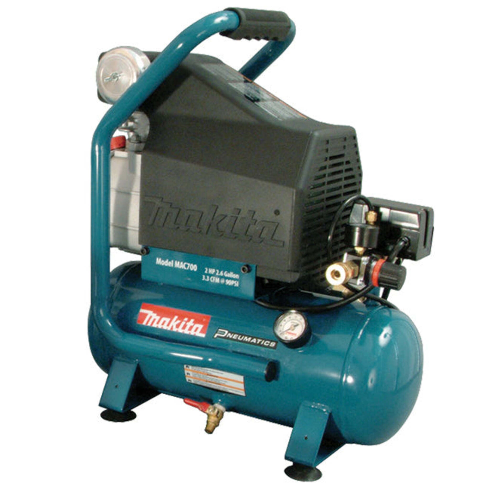 Makita MAC700 2 HP Air Compressor with Big Bore™ Technology – Quiet, High Output, Durable Cast Iron Pump – Oil-Lubricated, Low Amperage, Easy Connect