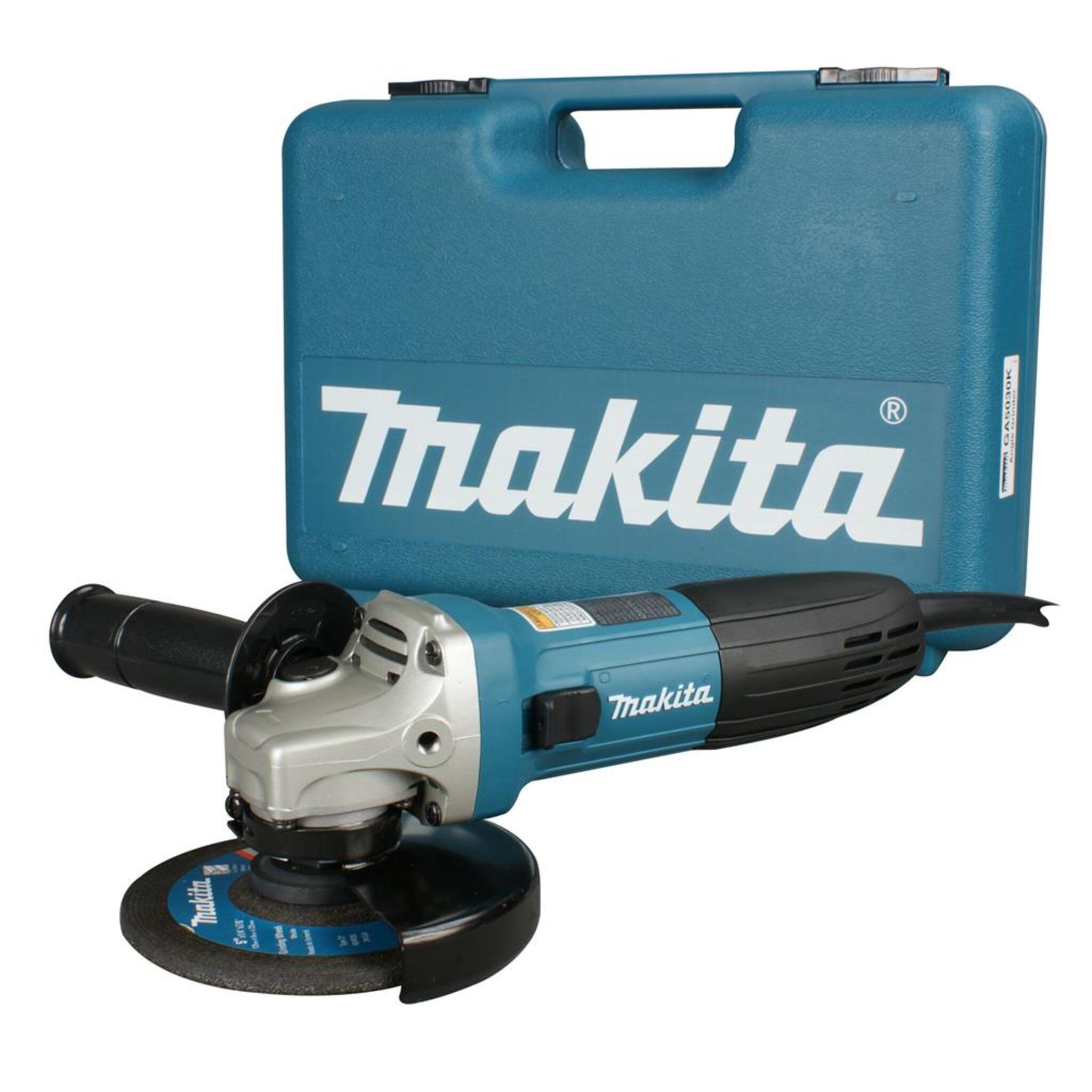 Makita GA5030K 5" Angle Grinder with Slim Motor Housing, Ergonomic Thumb Switch, 6.0 AMP Motor, Protective Features, Includes Case and Accessories