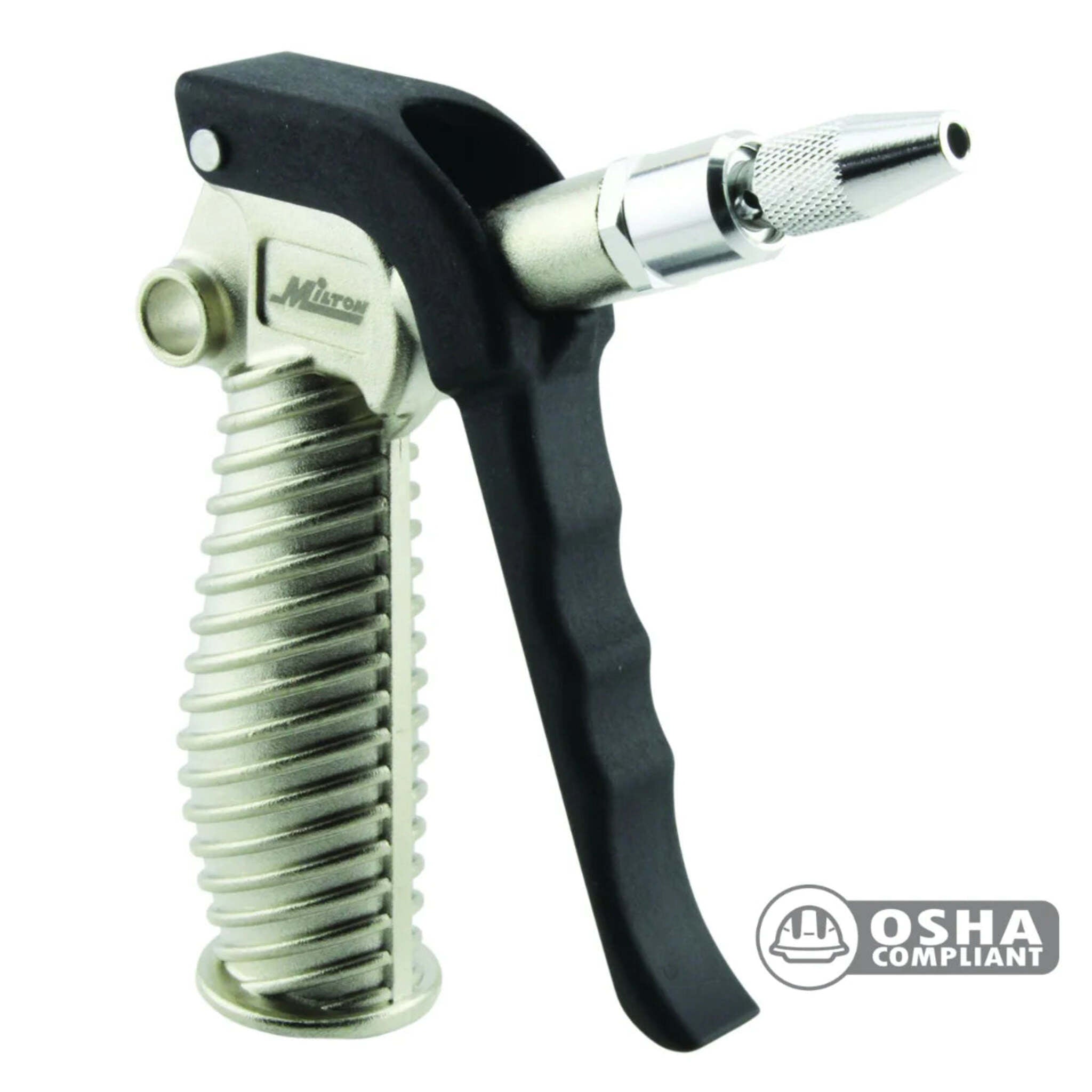 Milton Turbo Pistol Grip Blow Gun - Adjustable Nozzle, 42 CFM, 230 PSI, OSHA Safety Certified, Durable Aluminum, 3/8" NPT, High-Volume Airflow (S-181)