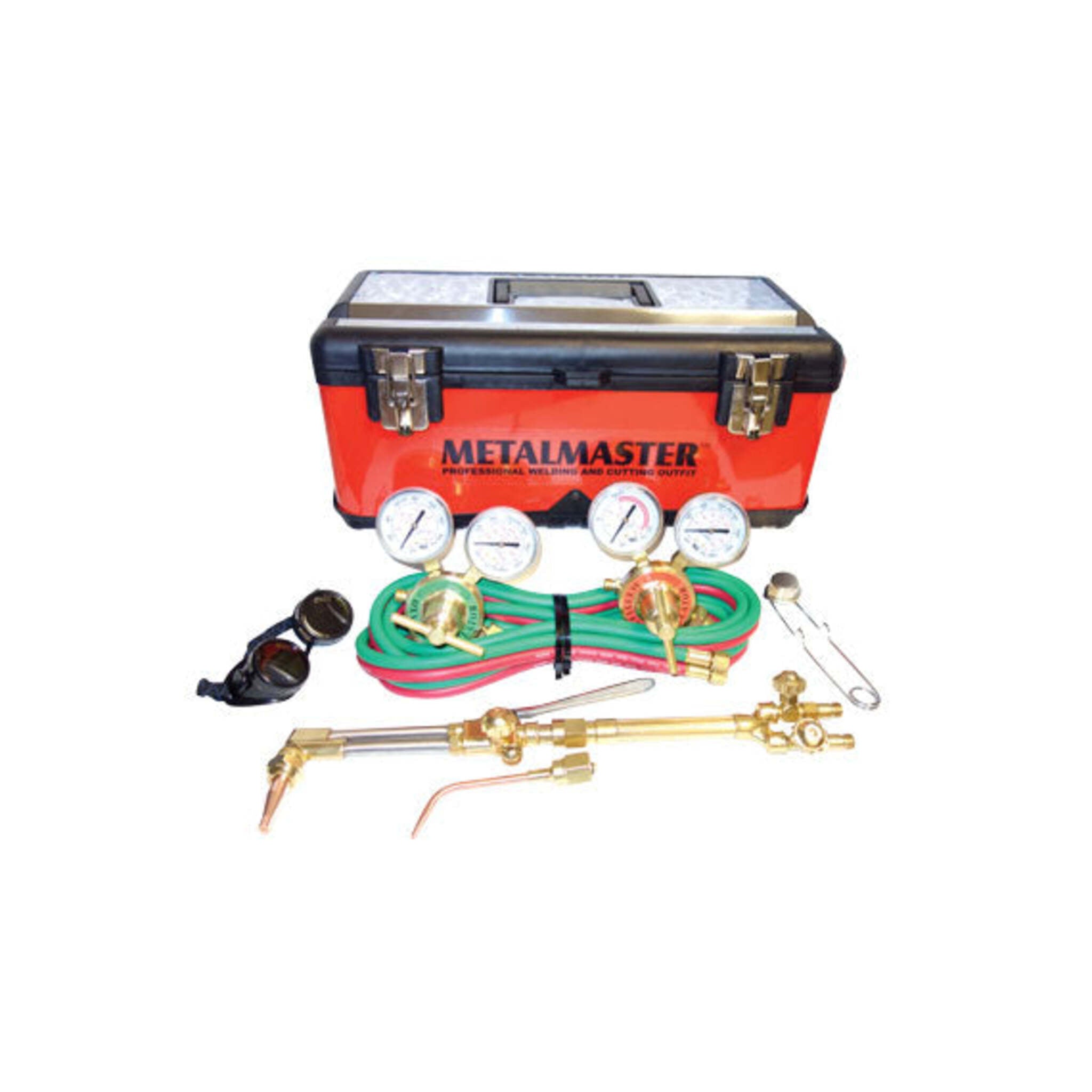 Canbuilt Torch/Cutting Kit (Harris): Complete Welding Solution w Brass Oxygen Regulator, Acetylene Regulator, Stainless Attachment, 15’ Hose, Goggles