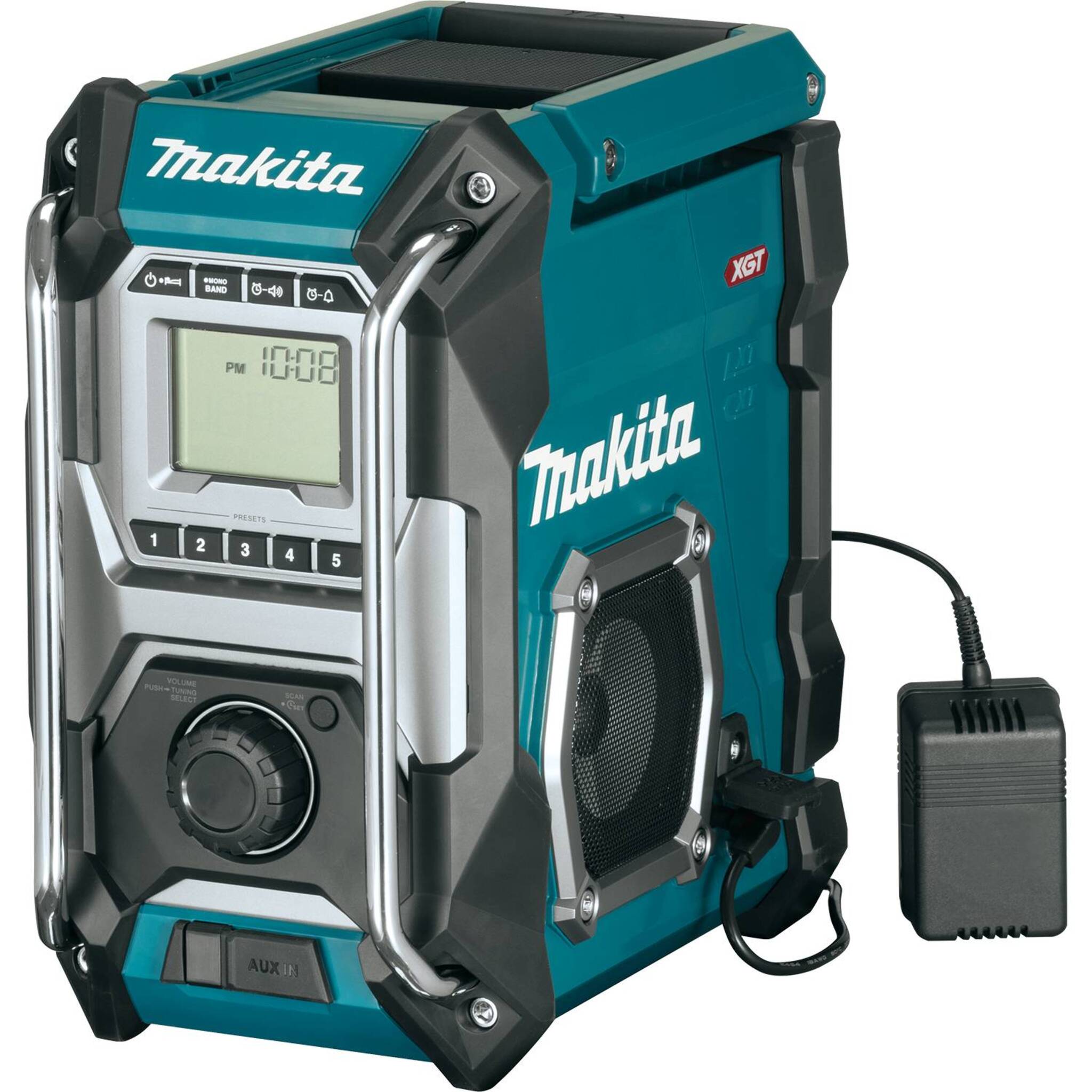 Makita Jobsite Stereo MR001G - IP65 Rated, 30-Hour Runtime, Rich Stereo Sound, Dual Speakers, USB Charging, AM/FM Tuner, Multi-Battery Compatible