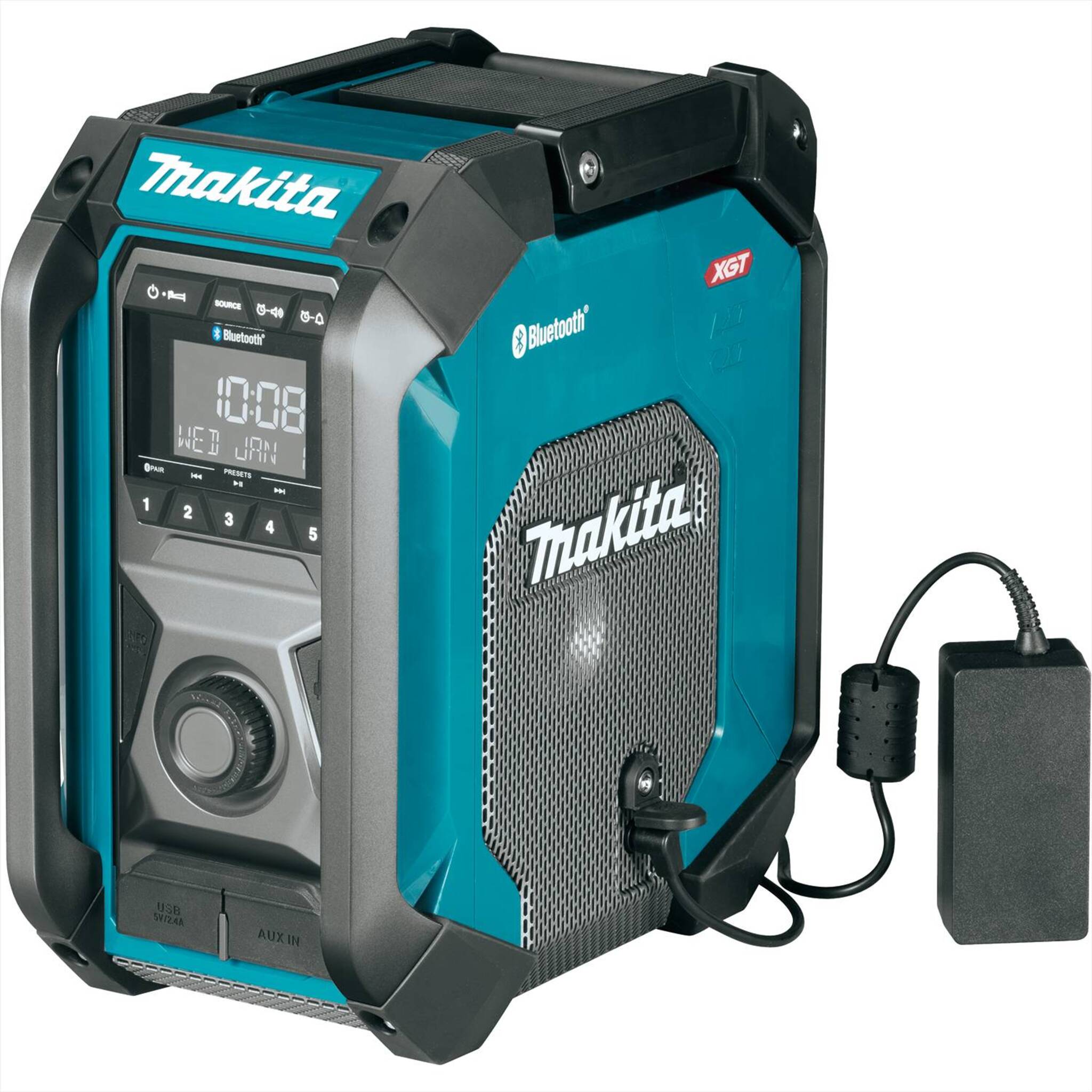 Makita Jobsite Stereo w/ Bluetooth MR006G - IP65 Rated, 2-Speaker Sound, Subwoofer, 7 EQ Modes, USB Charging, AM/FM Tuner, Multi-Battery Compatible