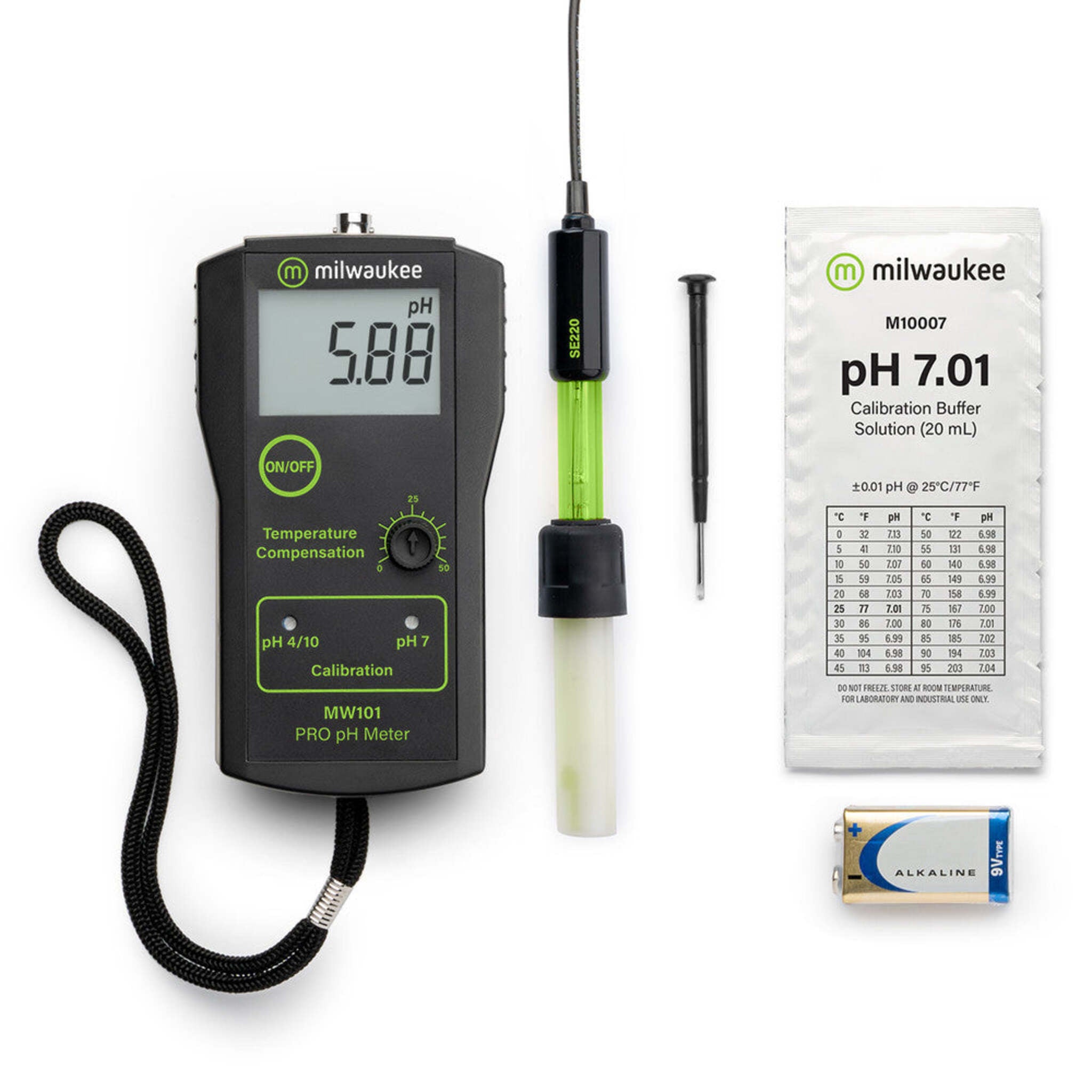 Milwaukee PRO pH Meter - High Accuracy, Portable, Easy Calibration, Long Battery Life, Large LCD Display, Lab-Grade Electrode, Durable Design