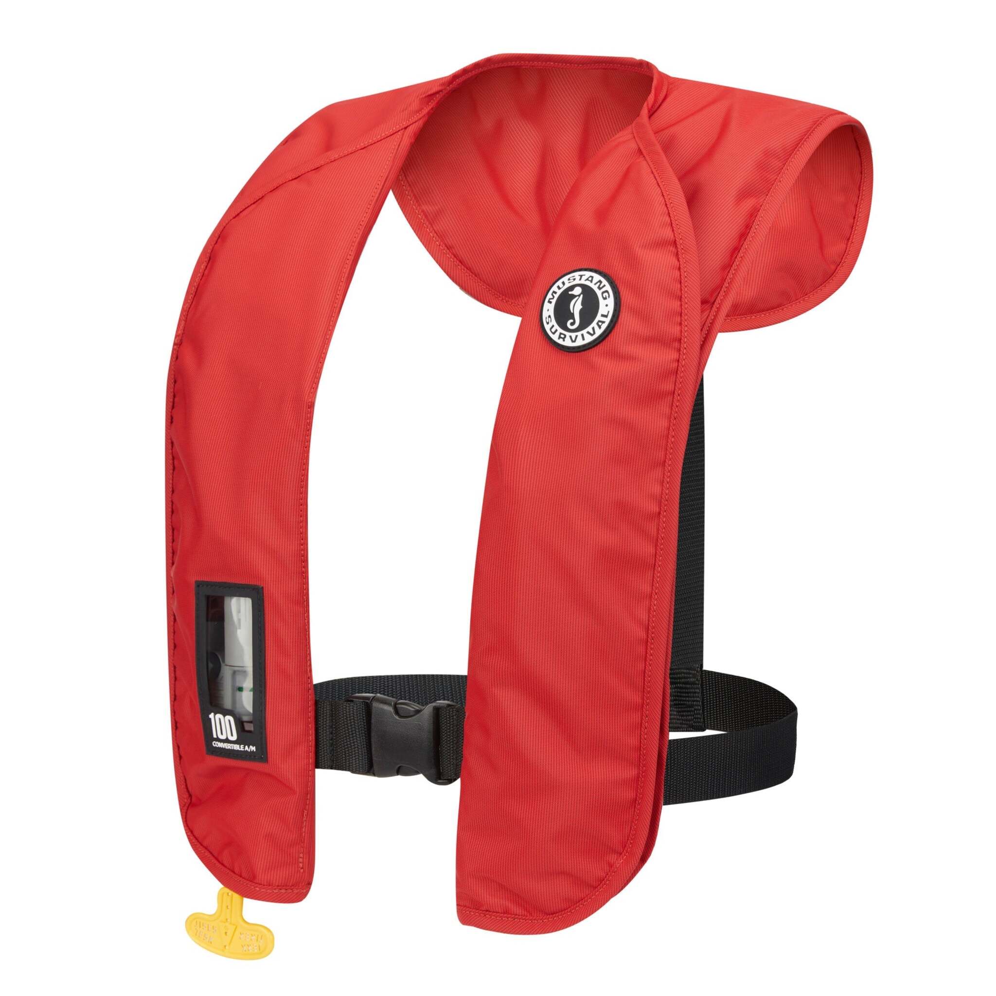 Mustang Survival MIT 100 Convertible A/M Inflatable PFD - Dual Inflation Modes, High Tenacity Nylon, Self-Righting, Zippered Pocket | Universal Fit