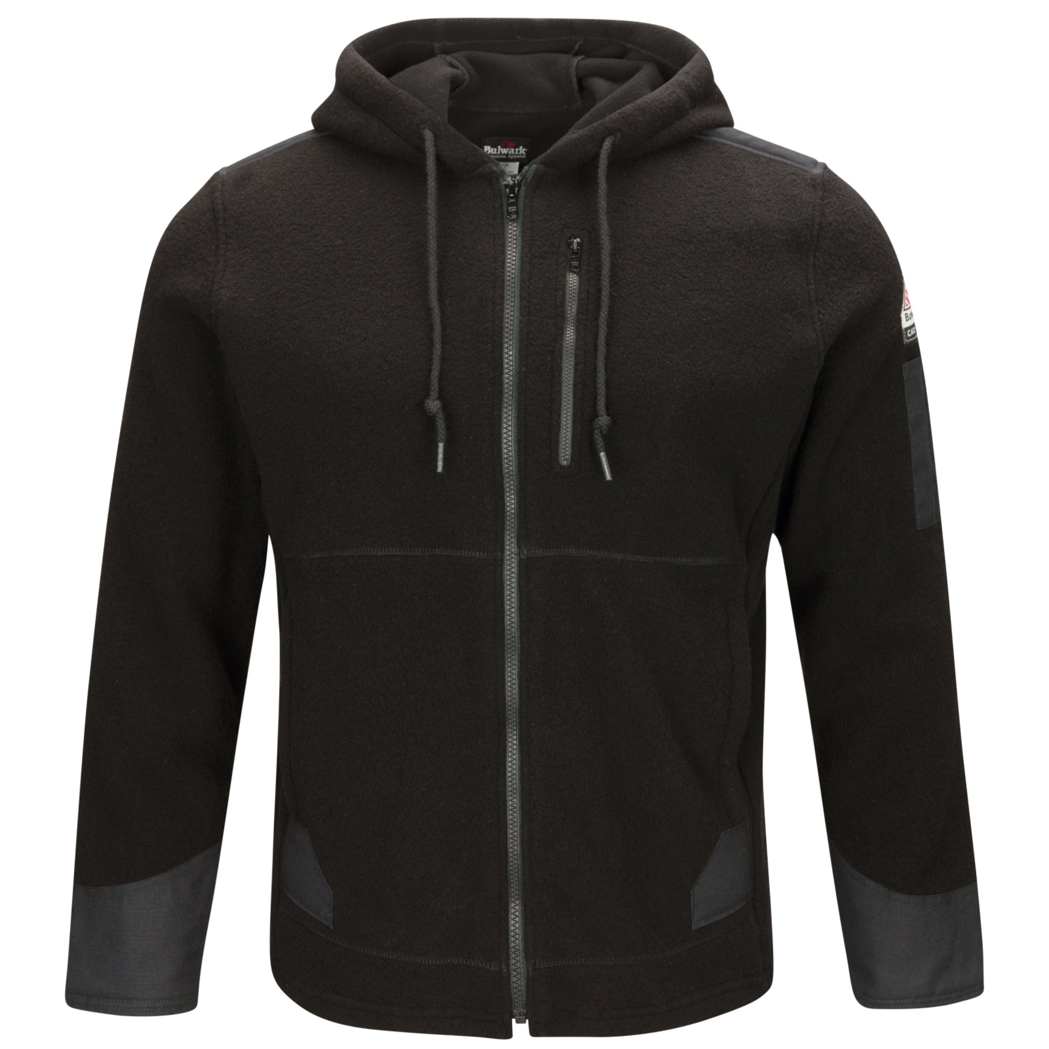 Bulwark FR Men's SMH8 Front Zip Modacrylic Blend Fleece Hoodie - HRC/CAT 2, Brush Fleece, iQ Endurance Ripstop, Durable, Comfortable | Sizes: S-3XL