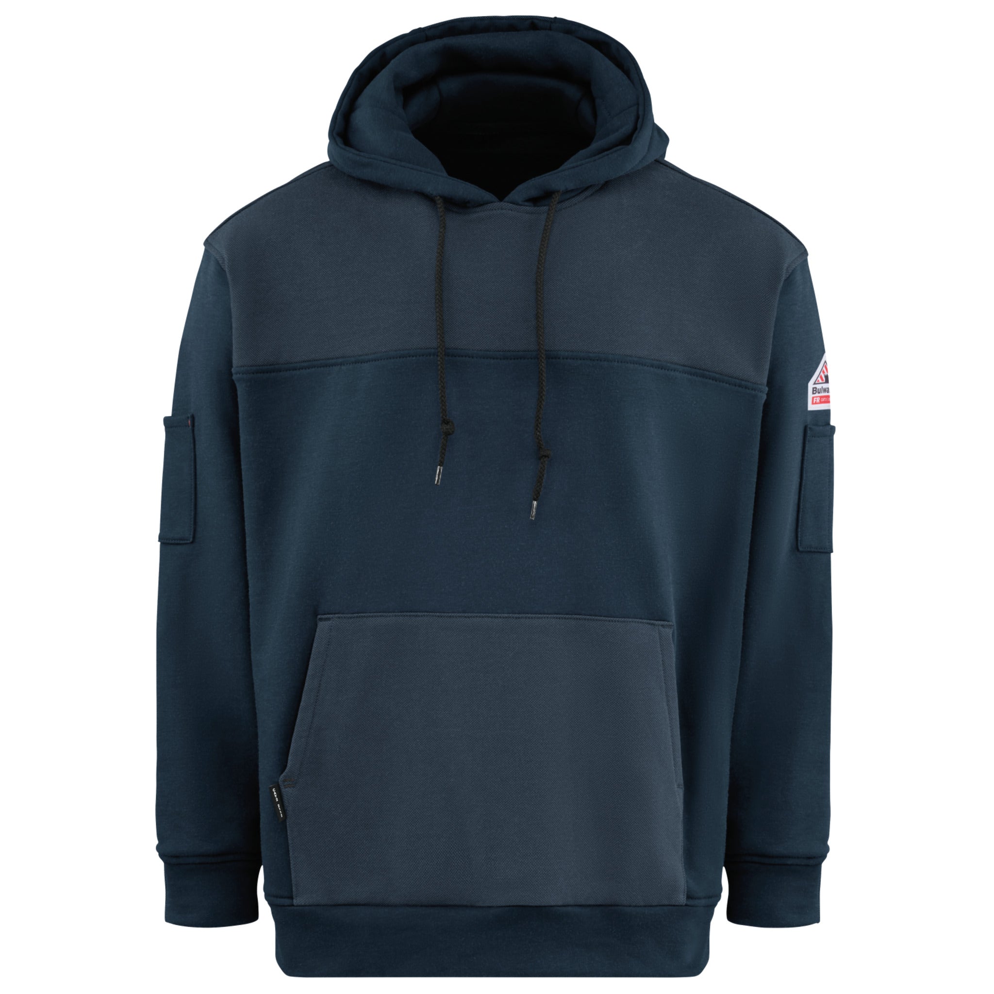 Bulwark FR Men's SMM4 Fleece Hoodie - HRC/CAT 3, HoodShield Face Cover, Water Repellent, Reinforced Forearms, Hand Warmer Pocket | Sizes: S-3XL