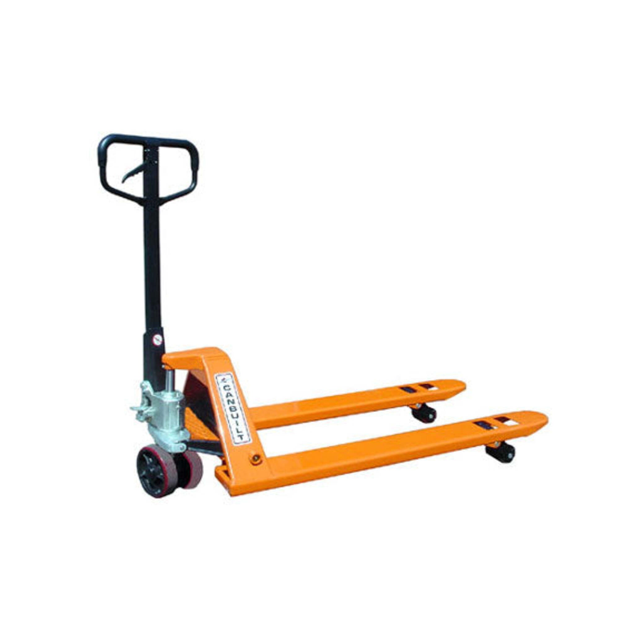 Canbuilt Hydraulic Pallet Truck: 27"x48" Forks, European Design, Leak-Proof Pump, Heavy-Duty Steel Construction, 7" Polyurethane Steering Wheels