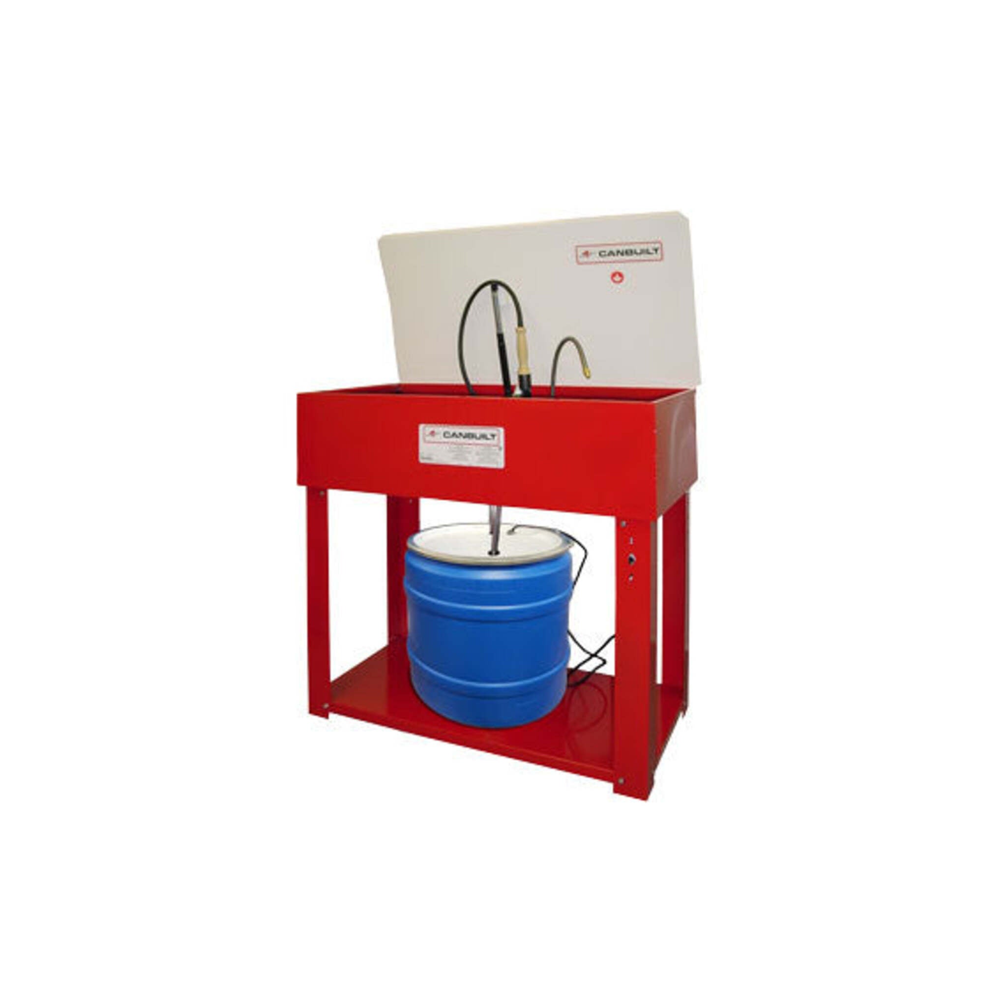 Canbuilt Parts Washer w 10 Gal Capacity: Large Wash Area, Electric Pump, Flow Thru Brush, Durable Steel, Safety Lid, Efficient Tool and Part Cleaning