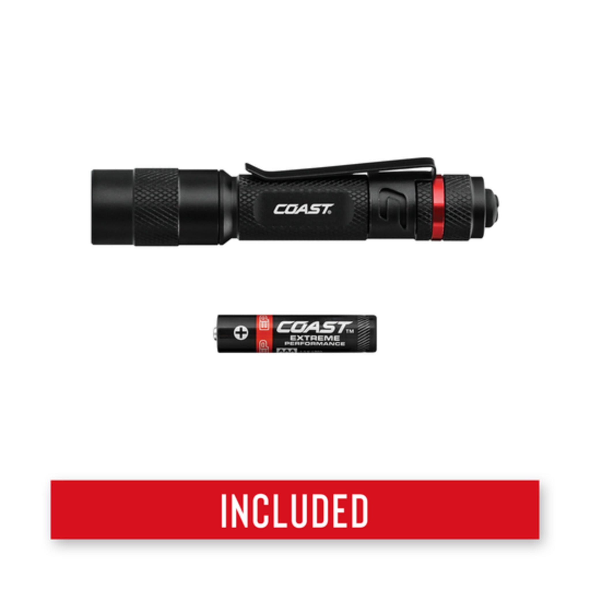 Coast® G22 Bulls-Eye Spot Fixed Beam Penlight - 100 Lumens, 55M Beam, IP54 Weatherproof, Durable Aluminum, Compact, Lightweight, Pocket Clip