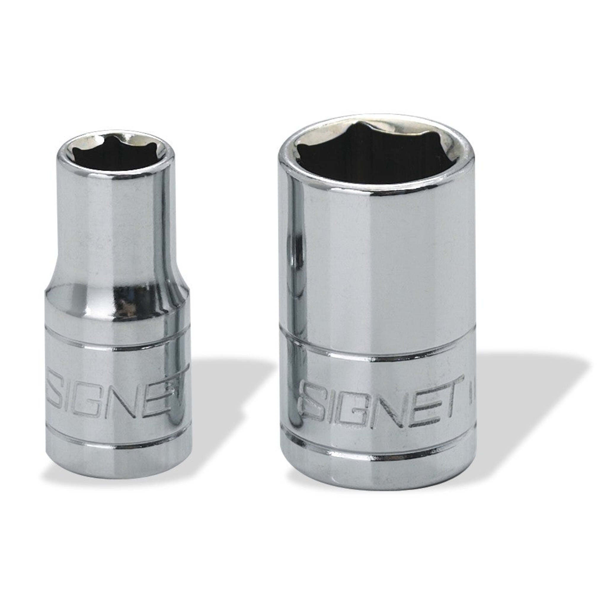 Signet 1/2" Drive Chrome Socket 6 Point (Metric) - Heat-Treated Steel, Mirror Polished Surface, Lifetime Warranty