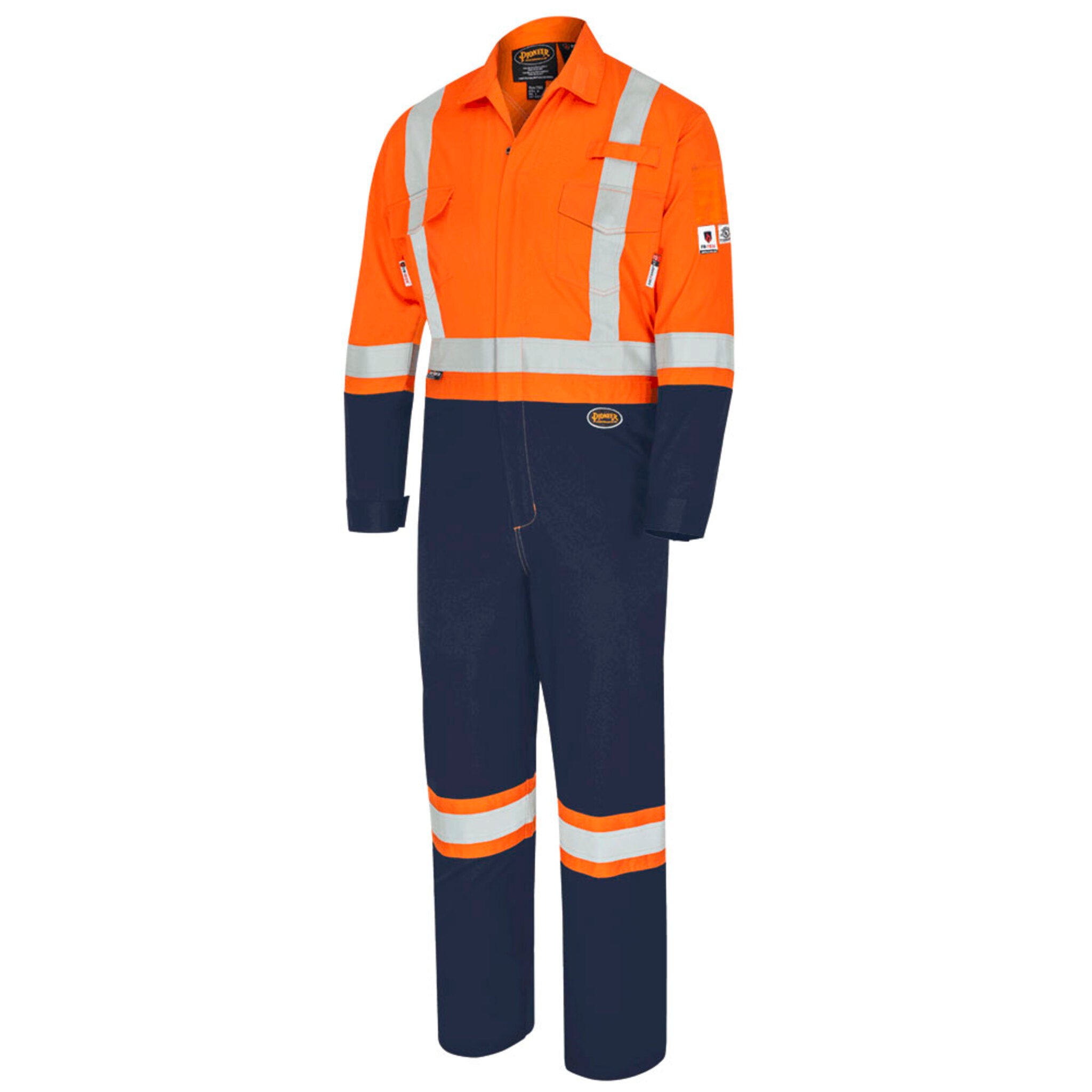 Pioneer Men's Hi Vis 2-Tone FR Work Coveralls - 88/12 Cotton/Nylon, 7oz, Flame Resistant, Zipper Closure, CSA Certified, Durable Safety | Sizes 36-66