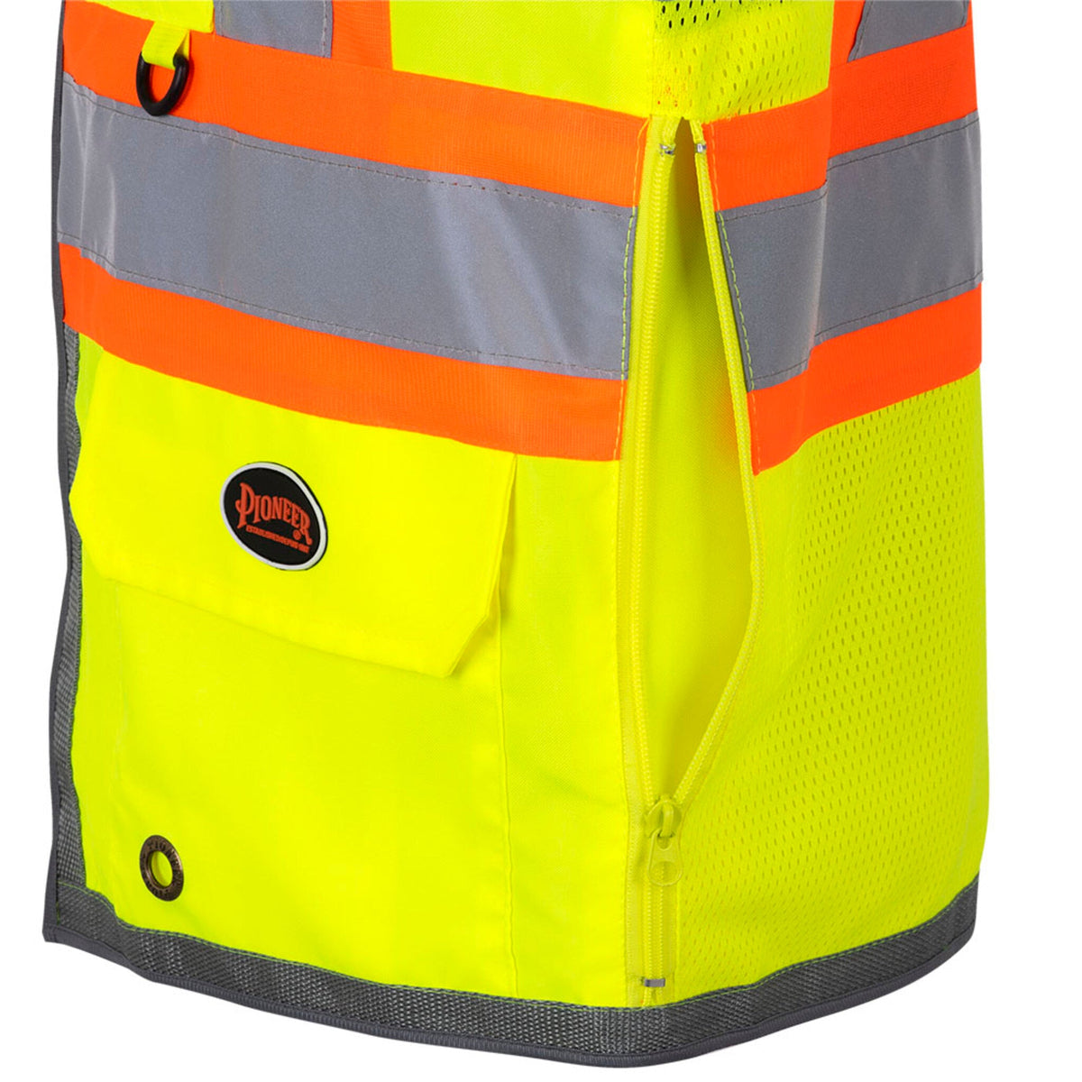 Pioneer Men's Hi Vis Safety Surveyor Vest | CSA/ANSI Certified, Poly Mesh Back, 12 Pockets, Durable Oxford Front, Breathable Workwear | Sizes S-4XL - Items