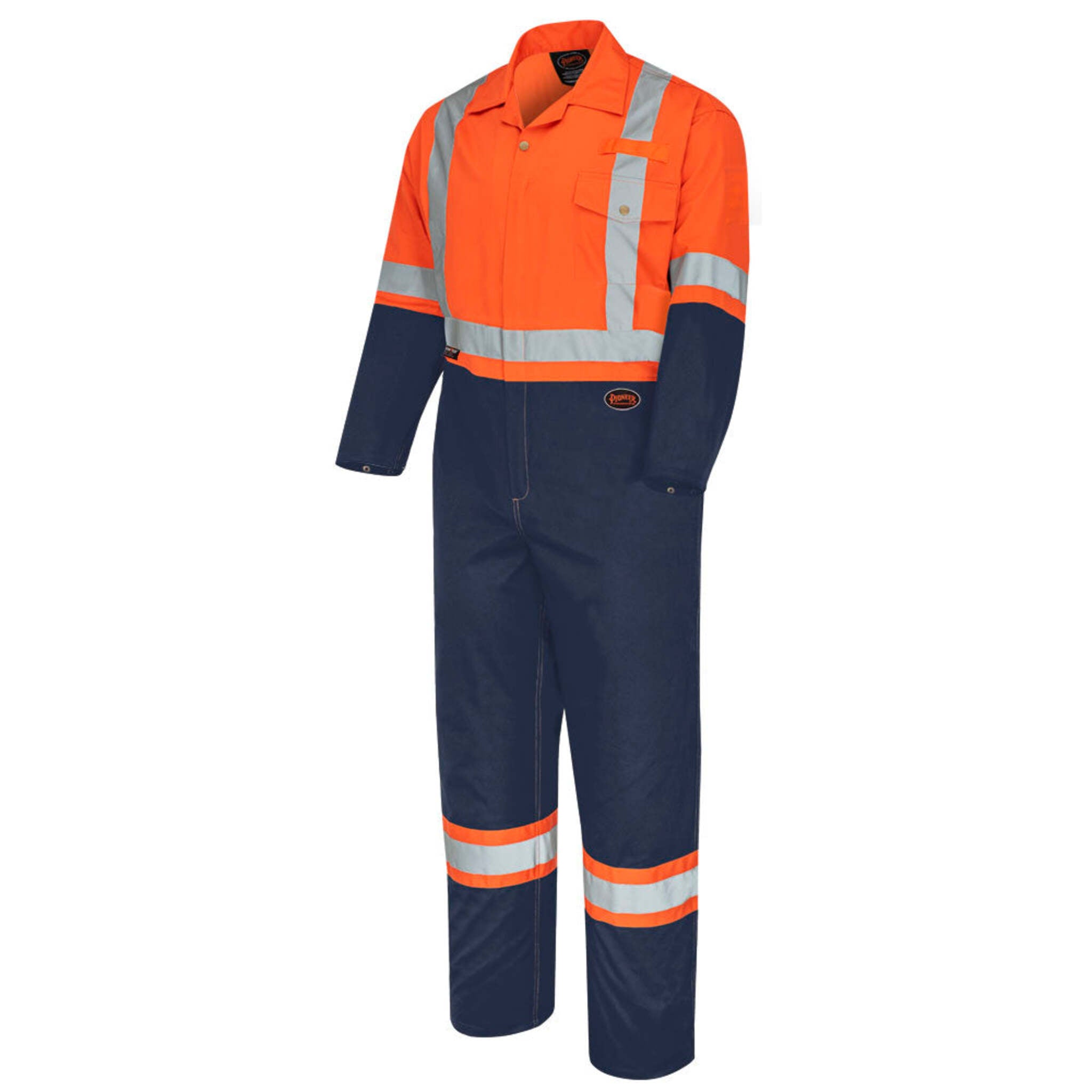 Pioneer Men's 2-Tone Poly/Cotton Safety Coveralls with Zipper Closure - CSA Z96-22 Class 3 Level 2, UPF 50+, Reflective Tape | Sizes 36-66