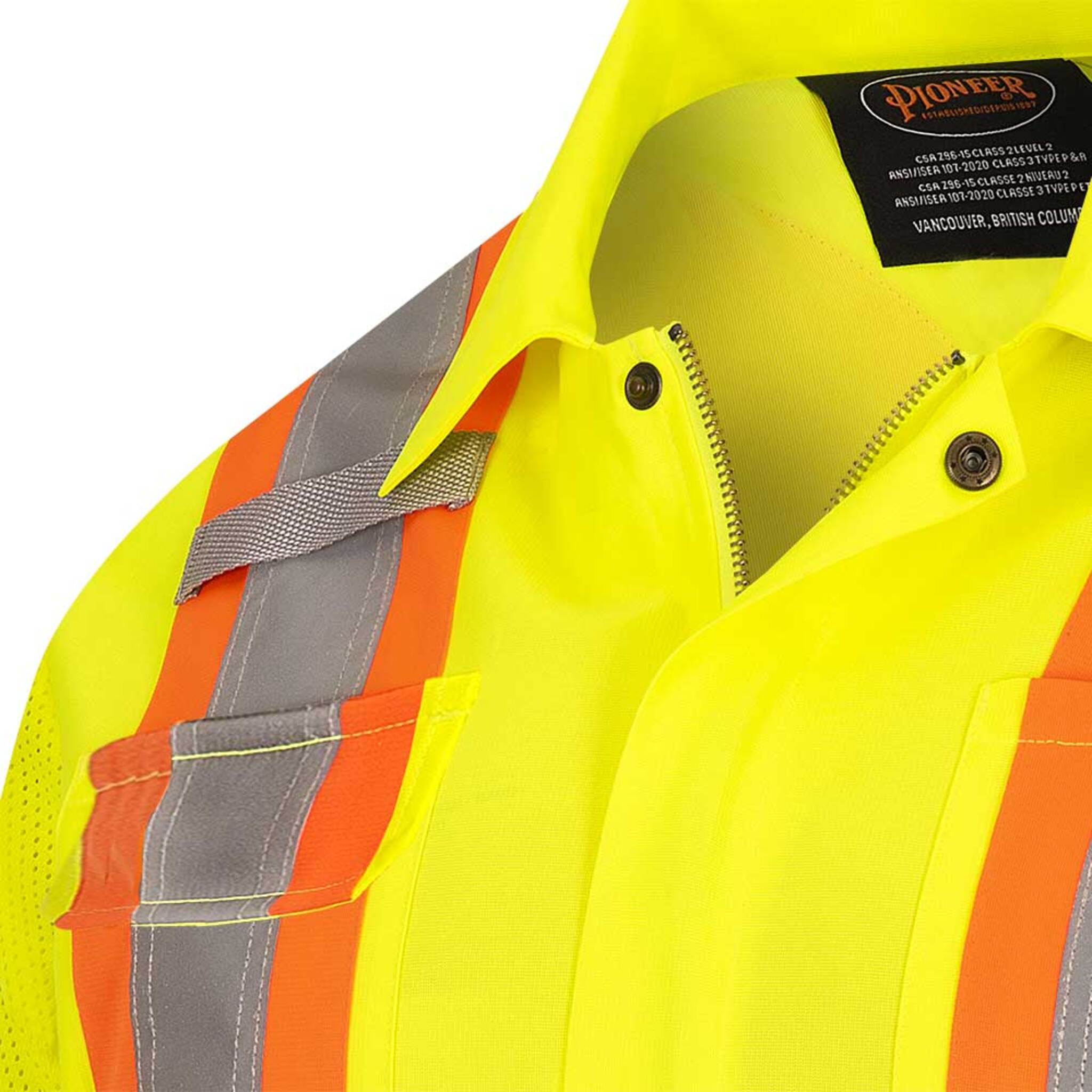 Pioneer Women's Hi Vis Traffic Safety Jacket, Weather-Resistant, Reflective Strips – Enhanced Visibility Workwear for Maximum Safety | Sizes XS-4XL