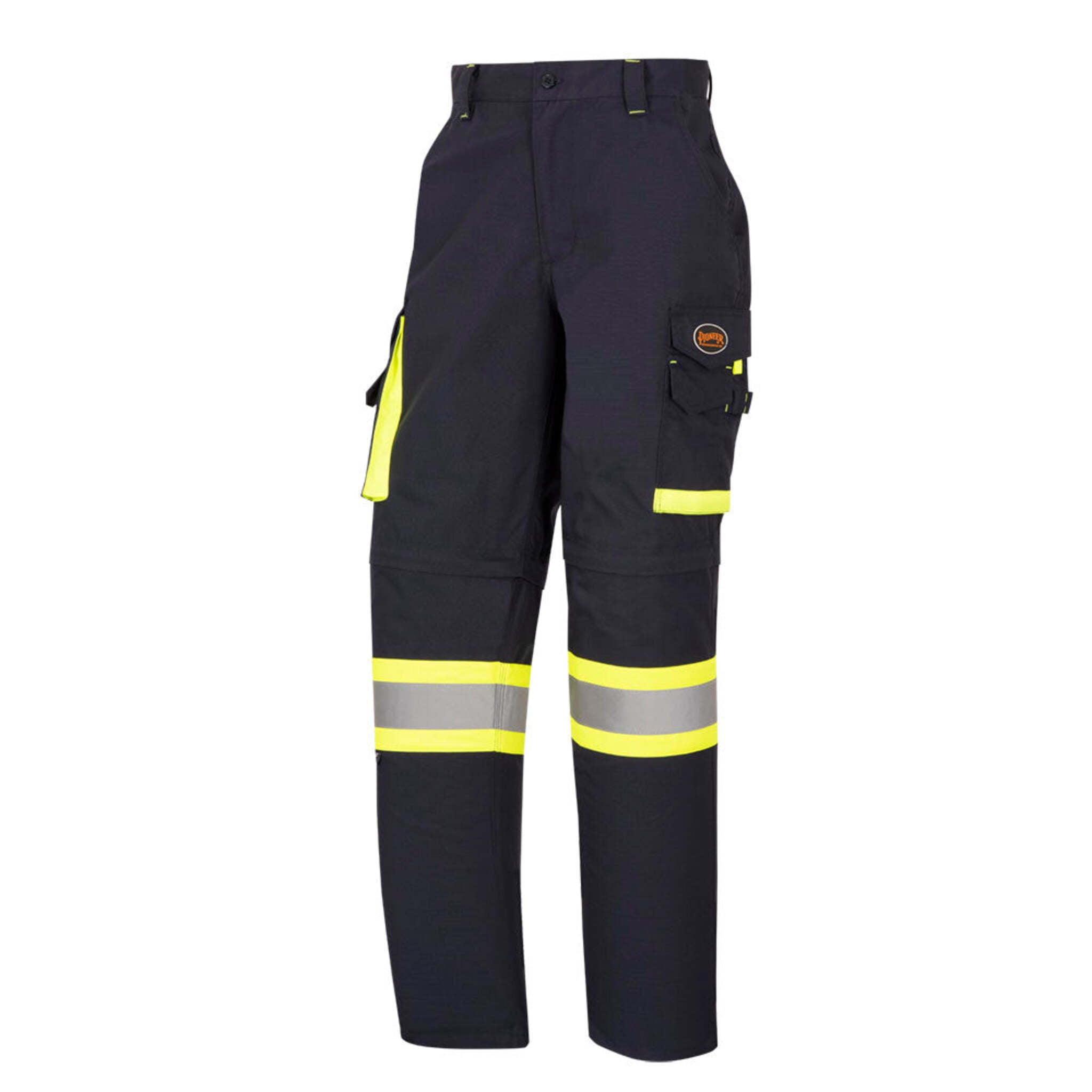 Pioneer Men's Ripstop Convertible Safety Cargo Pants - Zip-Off Design, Hi-Vis Accents, Durable, Multiple Pockets, Versatile Protection | Sizes 30-50