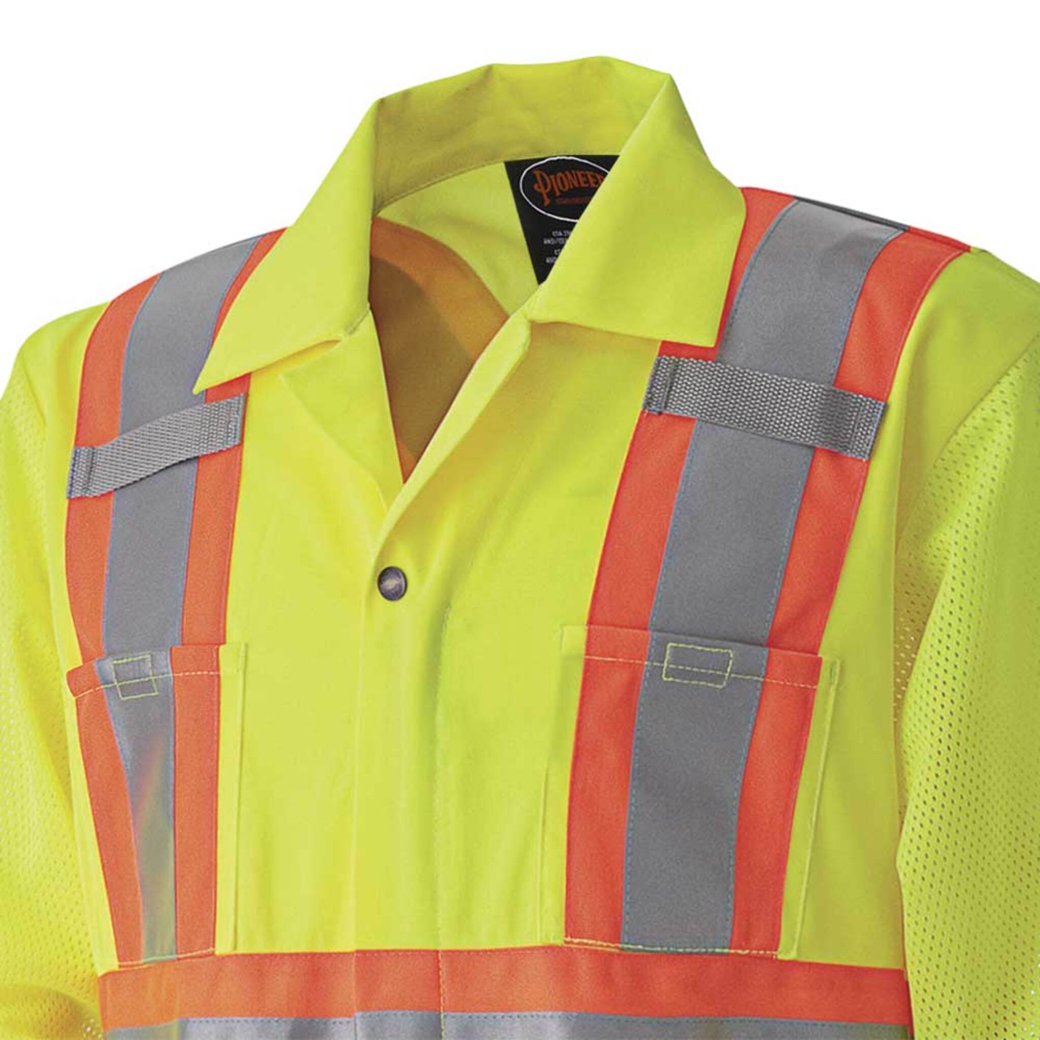 Pioneer Men's Hi Vis Traffic Safety Coveralls - CSA Z96-15, Poly Knit, Breathable Mesh Panels, StarTech® Reflective Tape, 7 Pockets | Sizes M-5XL