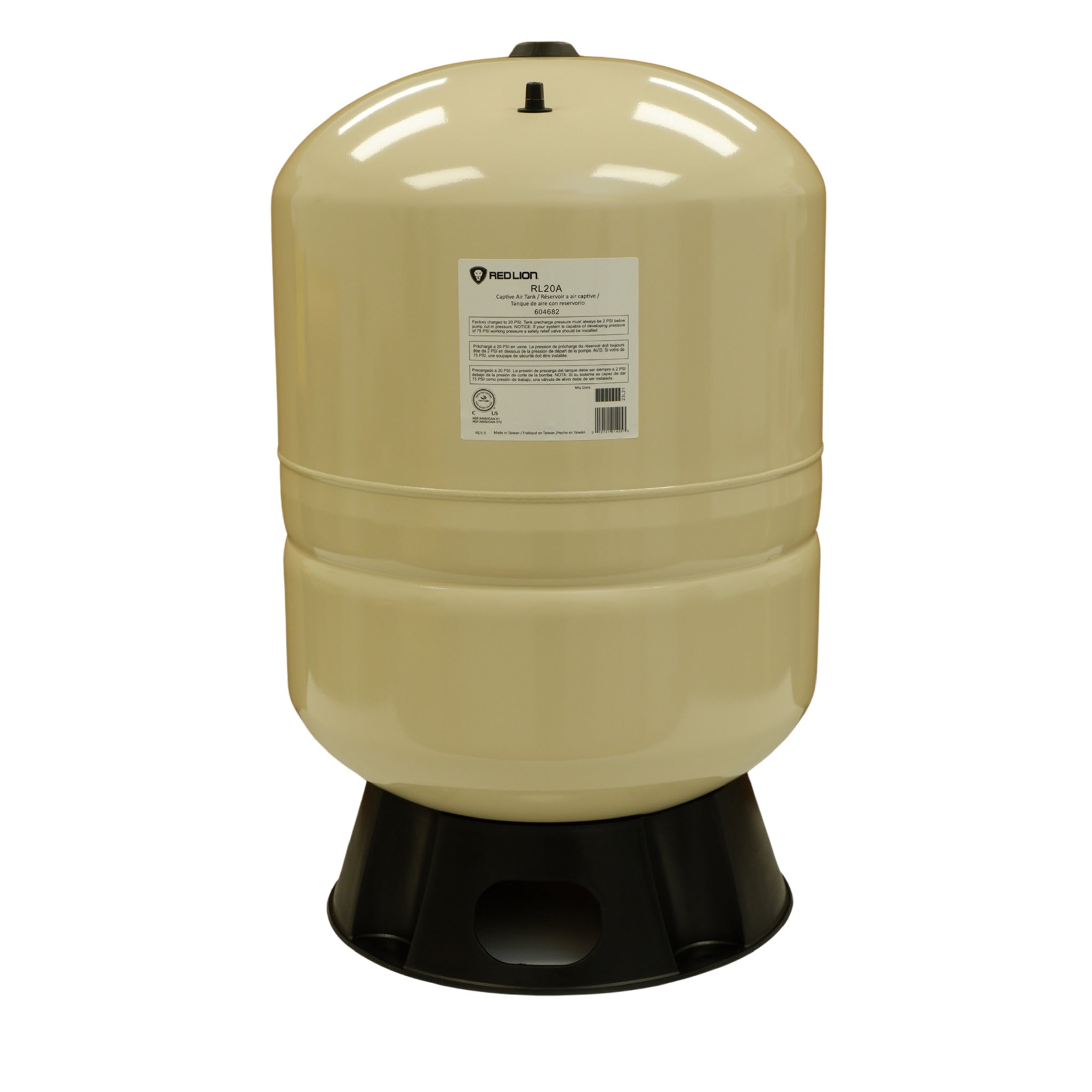 Red Lion RL20A Pre-Charged 21 Gallon Pressure Tank, Leak Safe Technology, 150 PSI, NSF Certified, Steel Build, Diaphragm Membrane, Supports 6 Fixtures