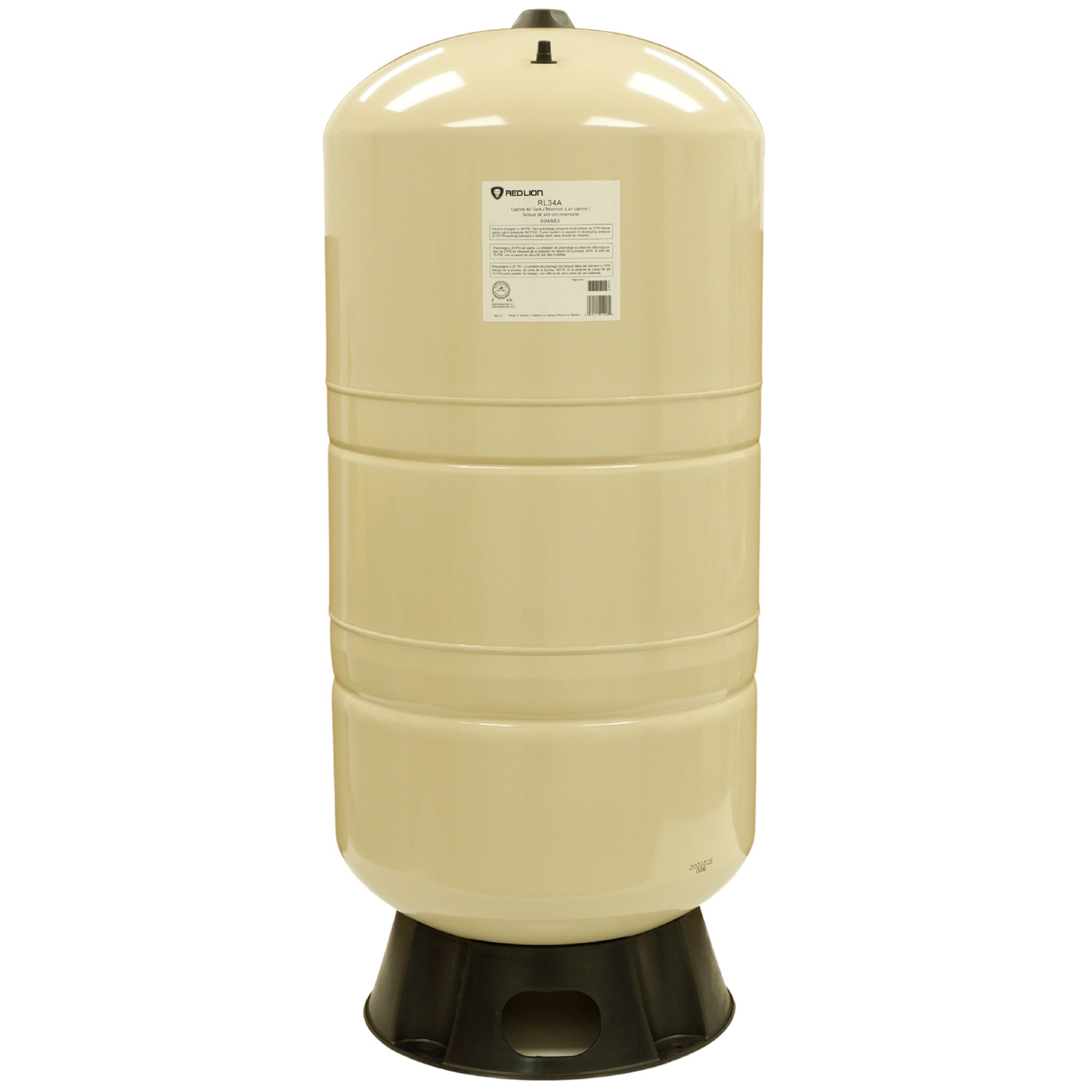 Red Lion RL34A 34 Gallon Pressure Tank with Leak Safe Technology, 150 PSI, NSF Certified, Steel, Supports 10-13 Fixtures, 12-15 GPM Flow