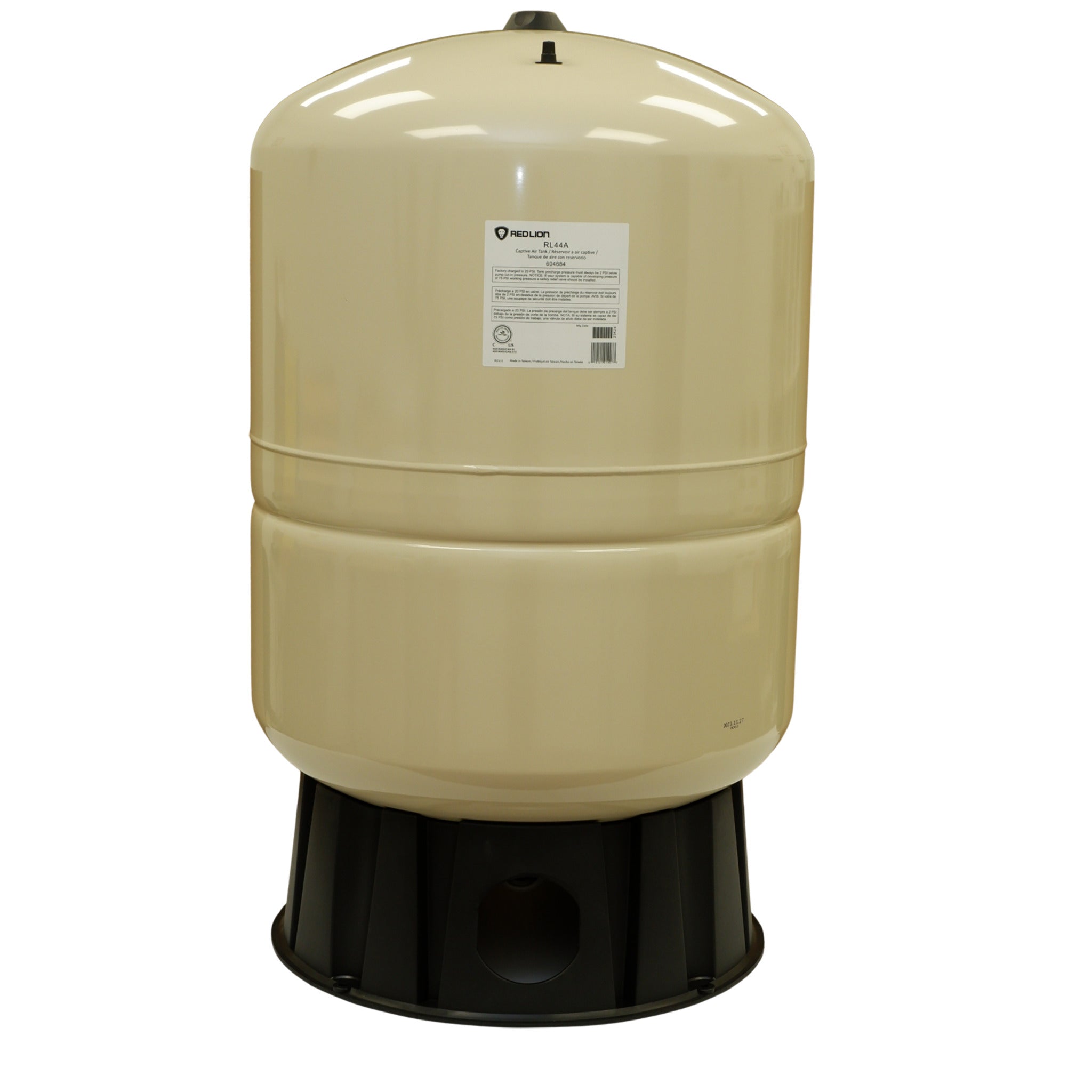 Red Lion RL44A 44 Gallon Pressure Tank with Leak Safe Technology, 150 PSI, NSF Certified, Steel, Supports 14 Fixtures, 15-20 GPM Flow