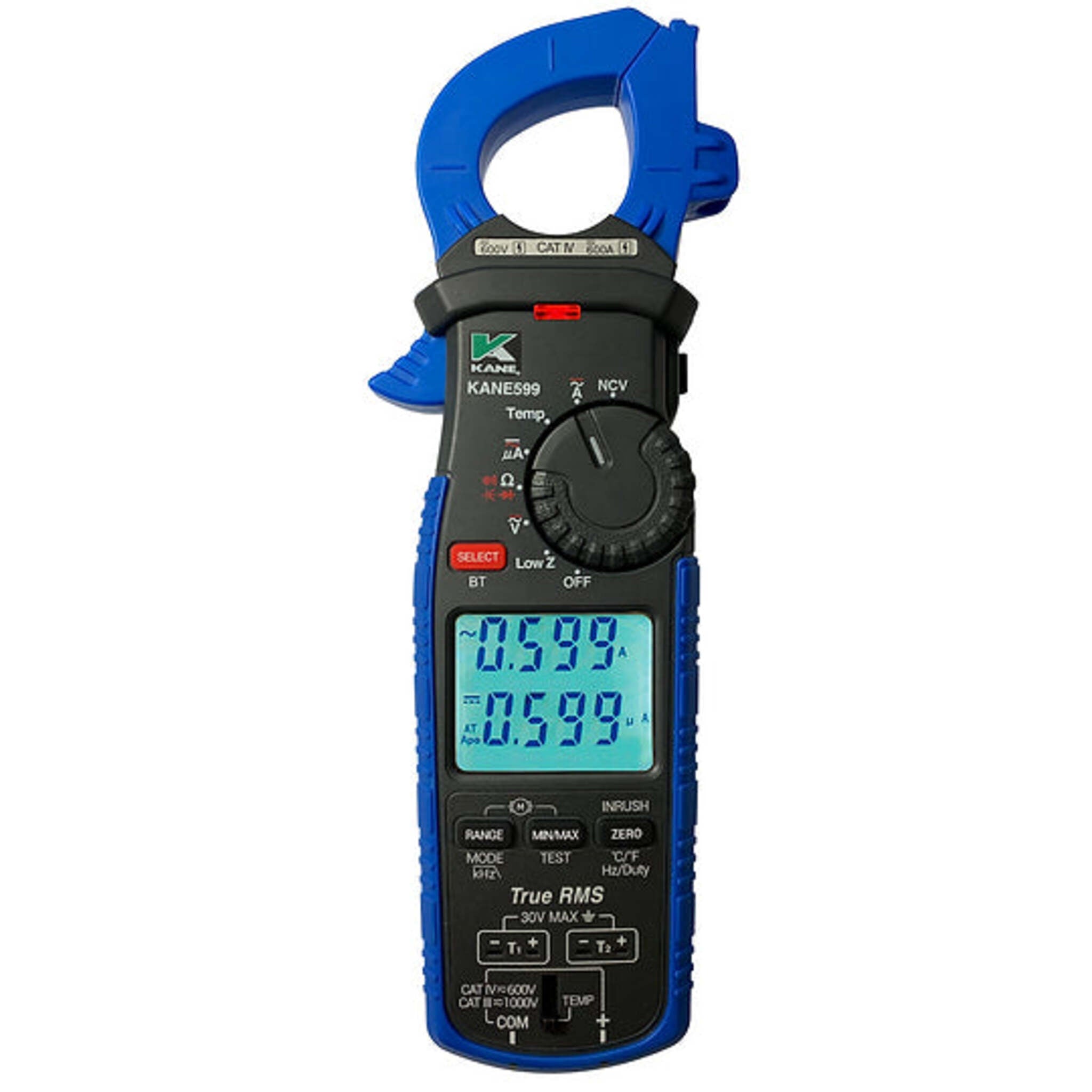 KANE599 Wireless TRMS Clamp Meter, 3-Phase Motor Rotation, Unbalanced Test, 1000V AC/DC, 600A, Low Z, NCV Detection, Resistance & Temperature Range