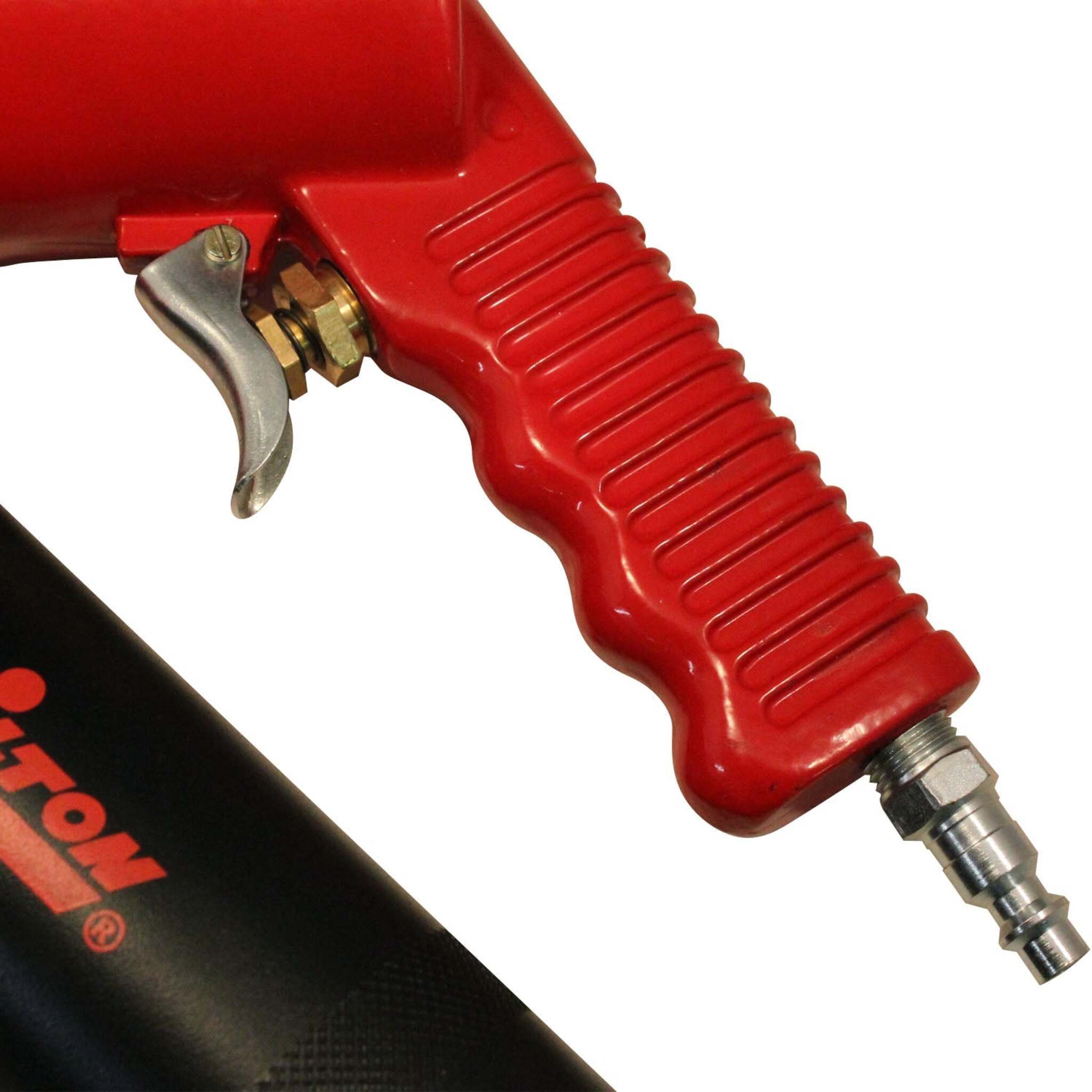 Milton Pneumatic Grease Gun with 4,800 PSI, Continuous Flow, Pistol Grip, and 6" Bent Steel Extension – Ideal for Tight Spaces and Efficient Lubing