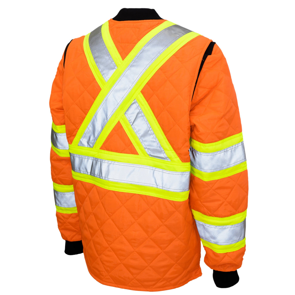 Tough Duck S432 Men's Hi Vis Freezer Jacket - CSA Quilted Poly, Reflective, Insulated, Durable, Rib-Knit Collar & Cuffs, YKK Zipper, Adjustable, Comfortable | Sizes XS-5XL - Items