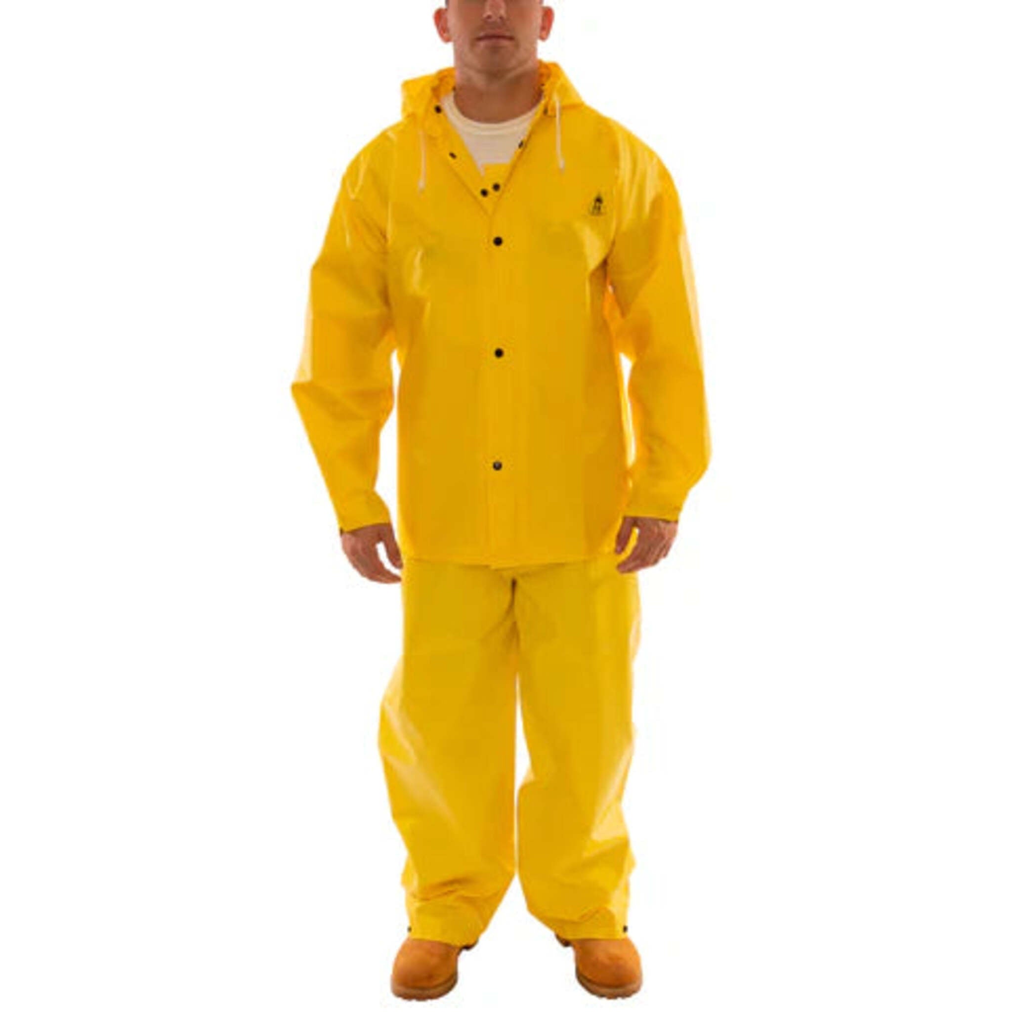 Tingley DuraScrim™ 3-Piece Suit - Double Coated PVC, Flame Res, Waterproof, Chemical Splash Protection, Detachable Hood, Adjustable Fit, High Strength