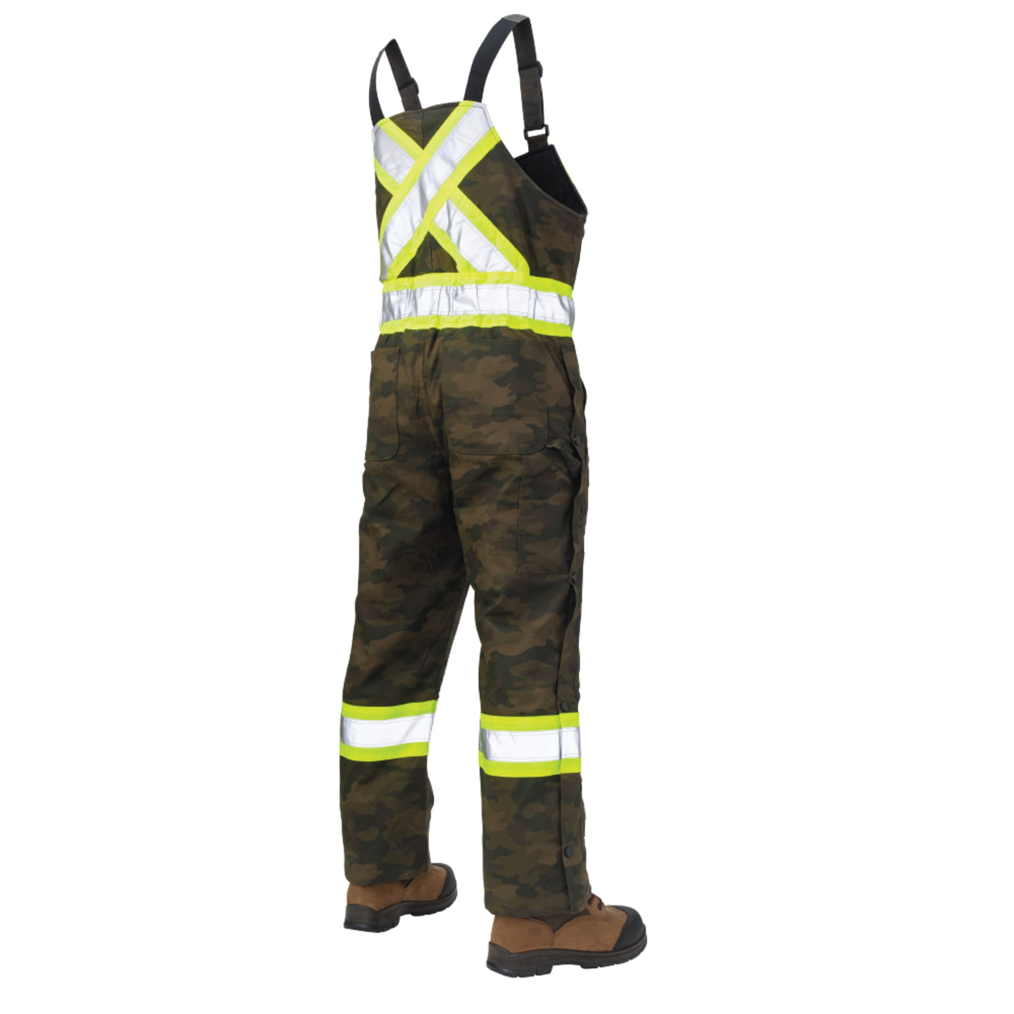 Tough Duck Men's Hi Vis Safety Work Overalls SB03 | Flex Duck Insulated, Reflective, Waterproof, Comfortable & Durable for Outdoor Work Environments | Sizes XS-5XL